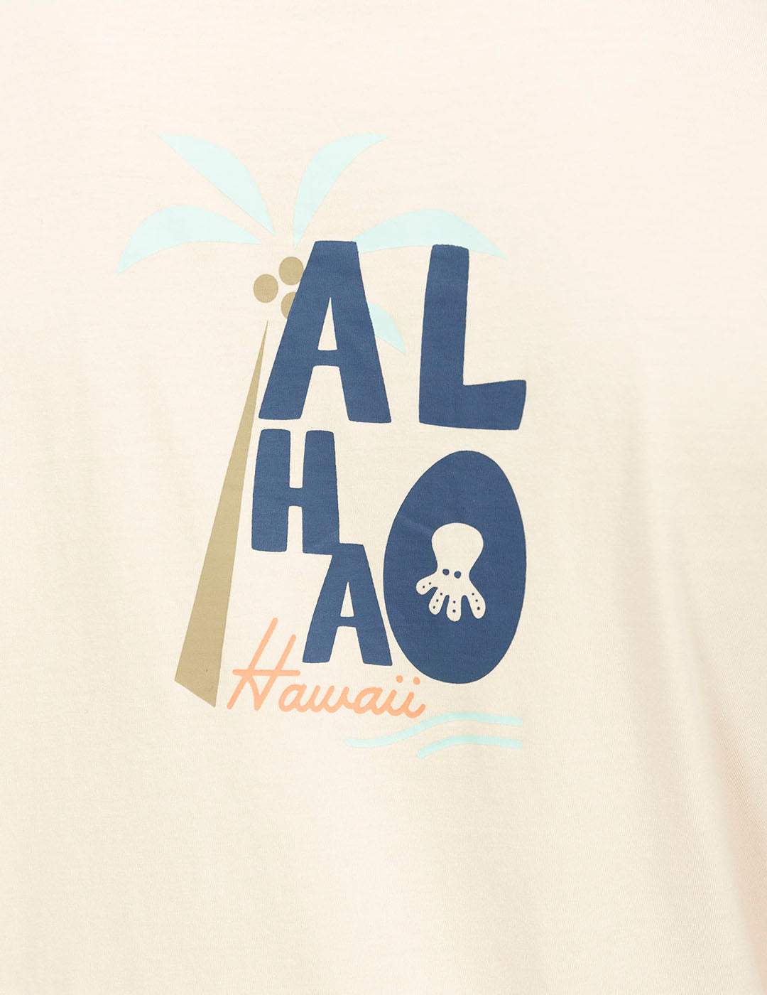 T-SHIRT BEGE COM ESTAMPA ALOHA