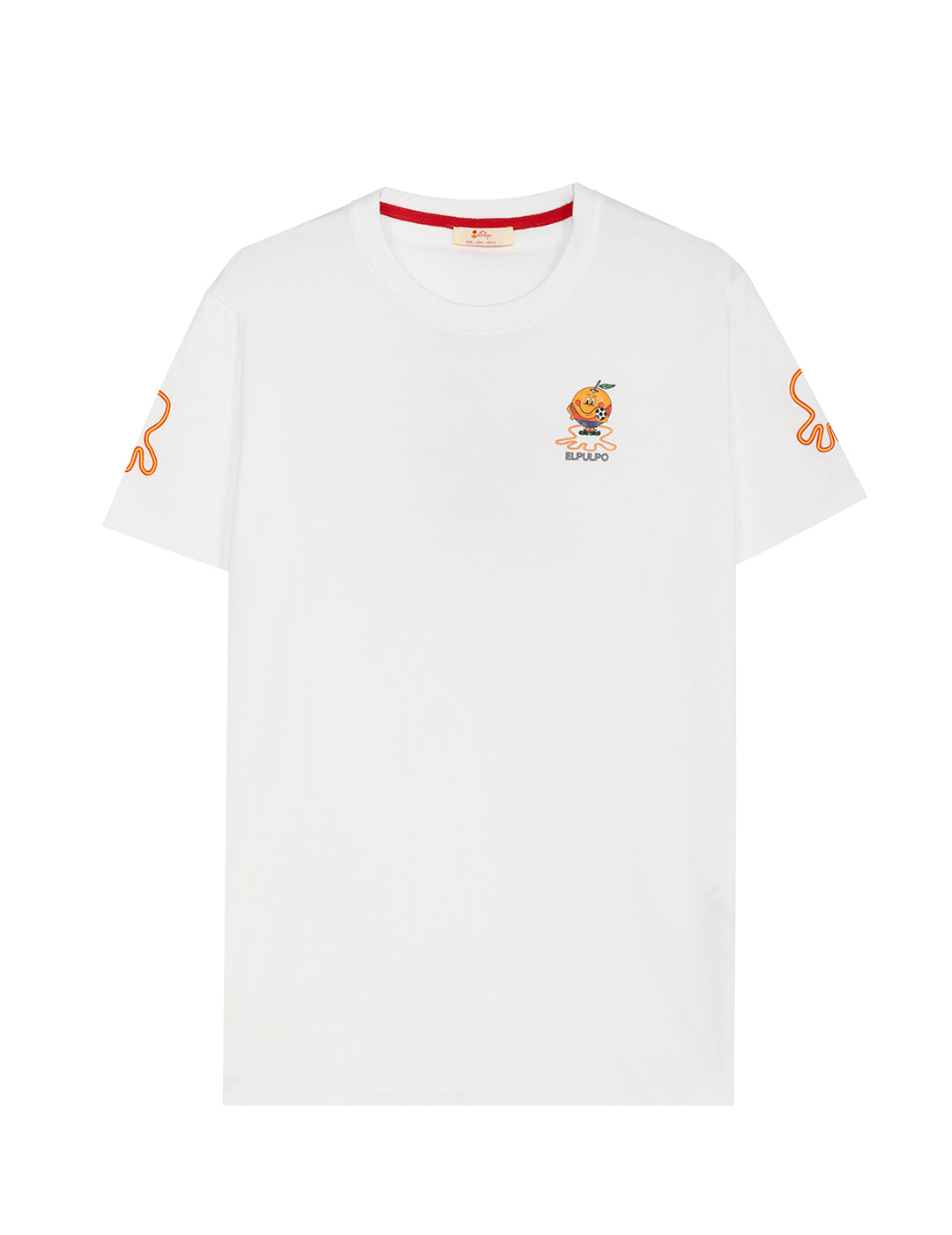 CHILDREN'S T-SHIRT WITH TRIPLE ORANGE EMBLEM PRINT IN PURE WHITE