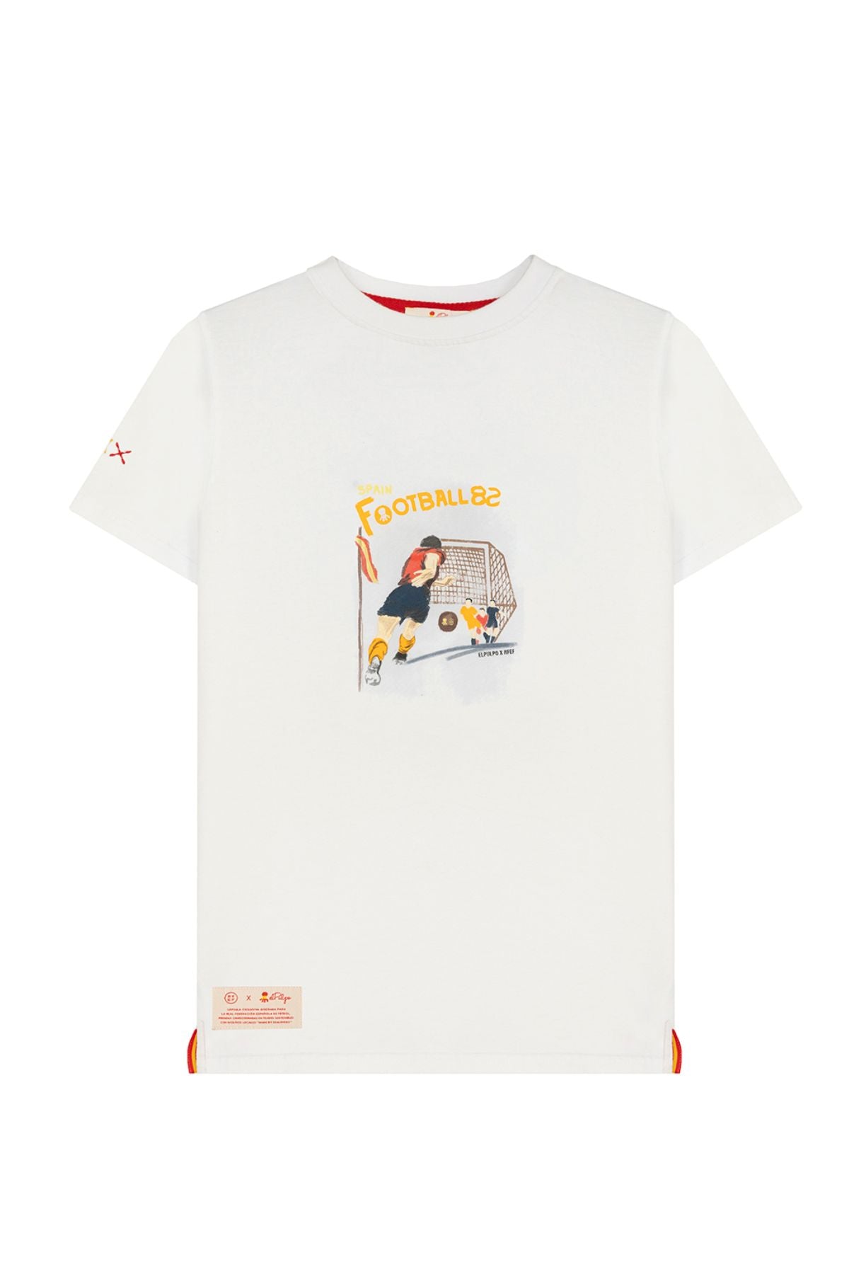 T-SHIRT COM ESTAMPA DESENHADA DE JOGO DE FUTEBOL BRANCO PURO