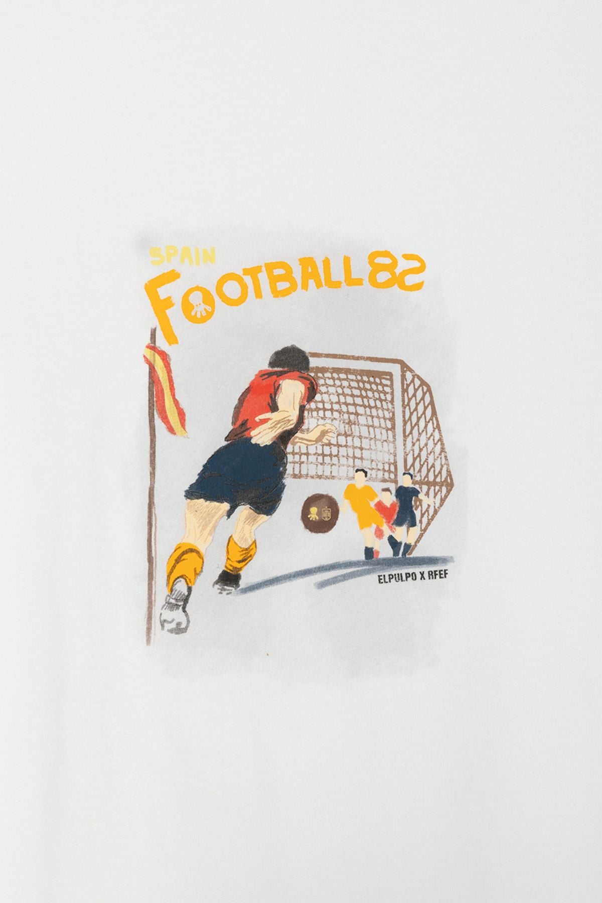 T-SHIRT COM ESTAMPA DESENHADA DE JOGO DE FUTEBOL BRANCO PURO