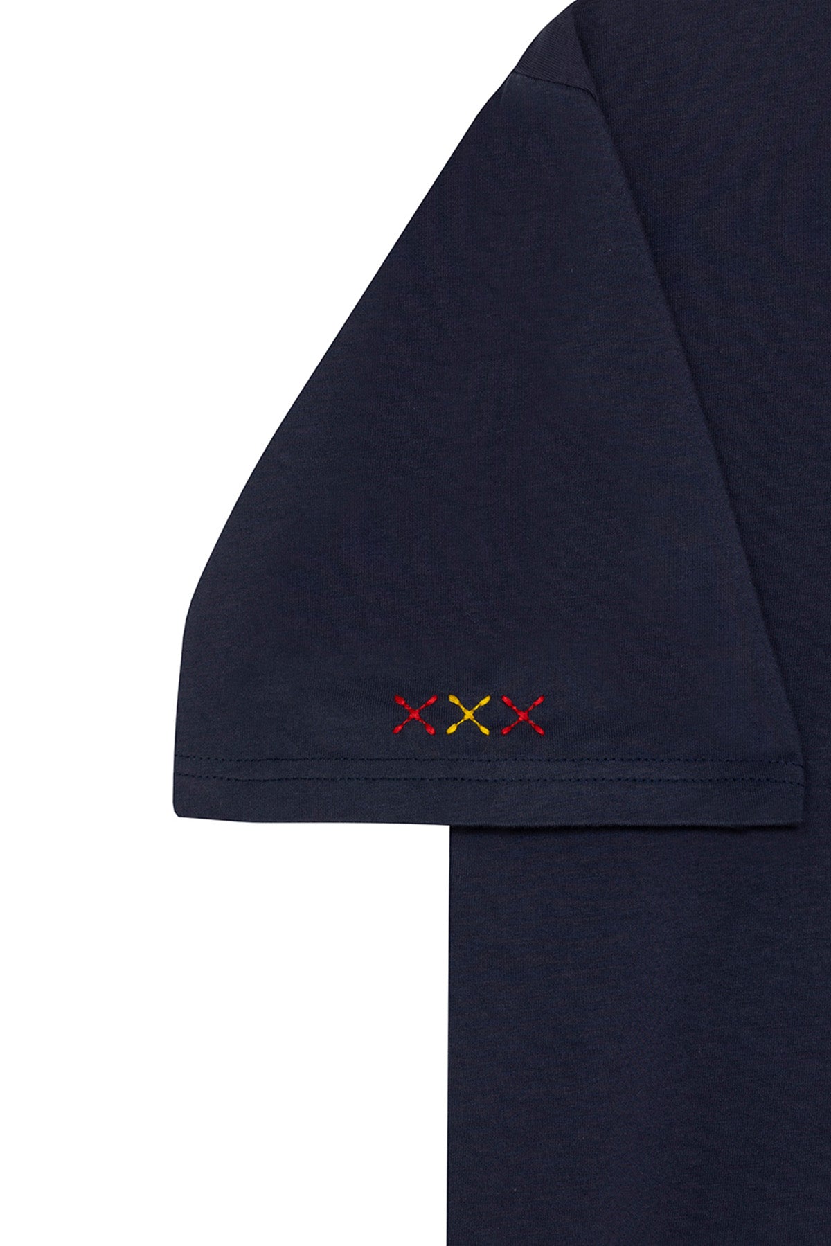 DELAVÉ NAVY BLUE FOOTBALL MATCH DRAWN PRINT T-SHIRT
