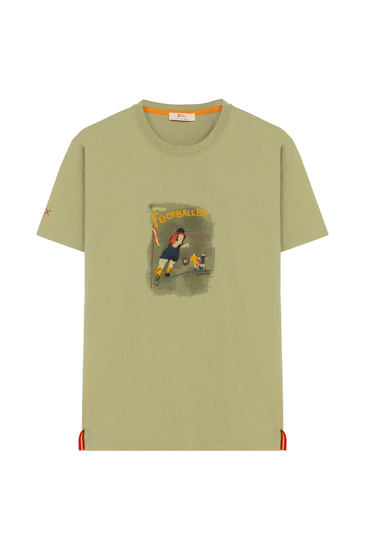 SAGE GREEN FOOTBALL MATCH DRAWN PRINT T-SHIRT
