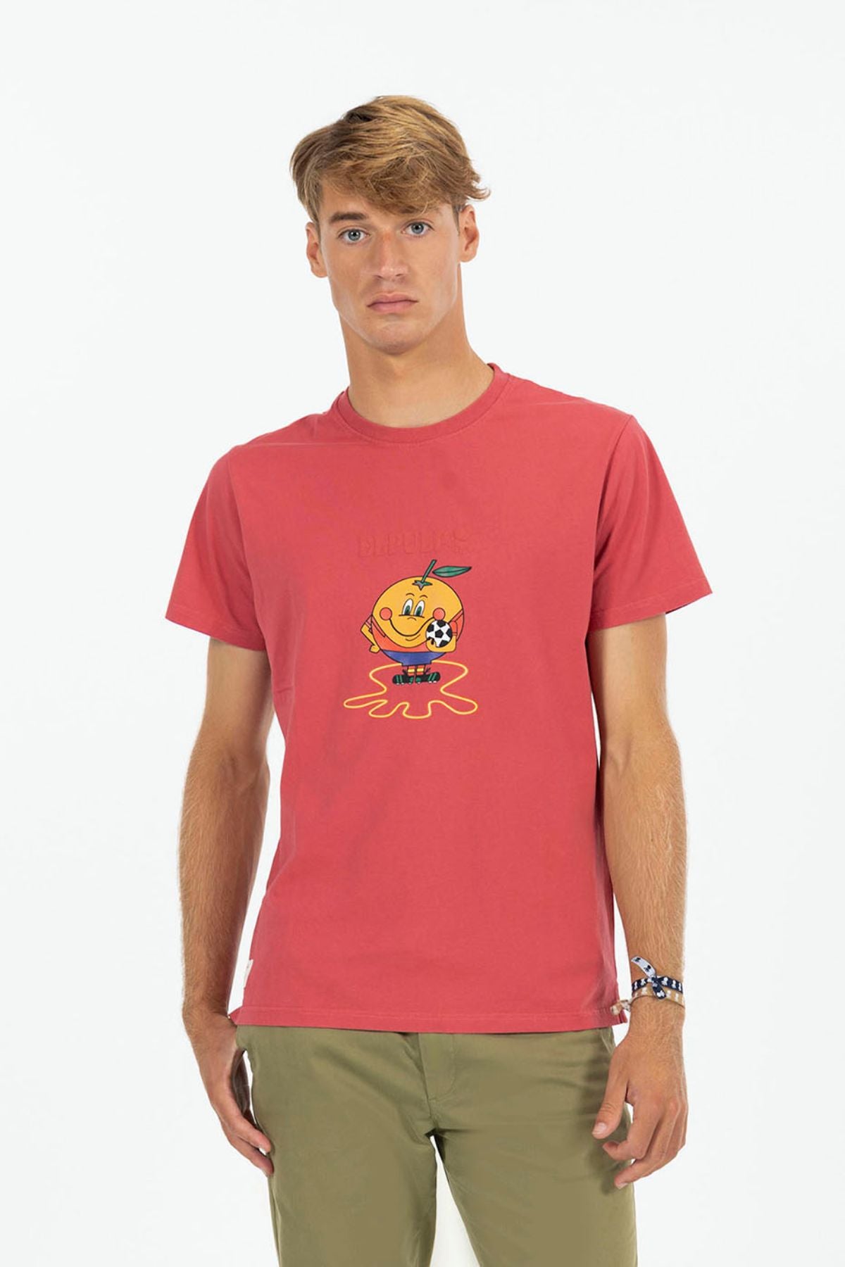 CAMISETA ESTAMPADO ELPULPO Y NARANJITO ROJO DELAVÉ