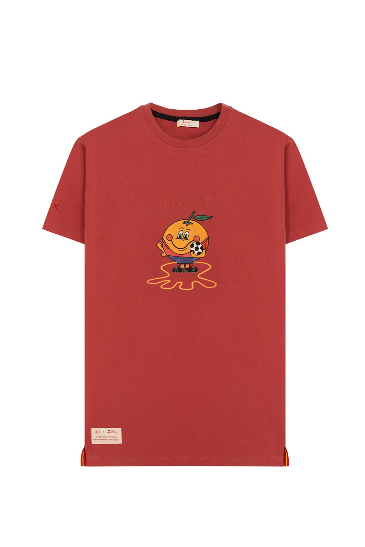 CAMISETA ESTAMPADO ELPULPO Y NARANJITO ROJO DELAVÉ