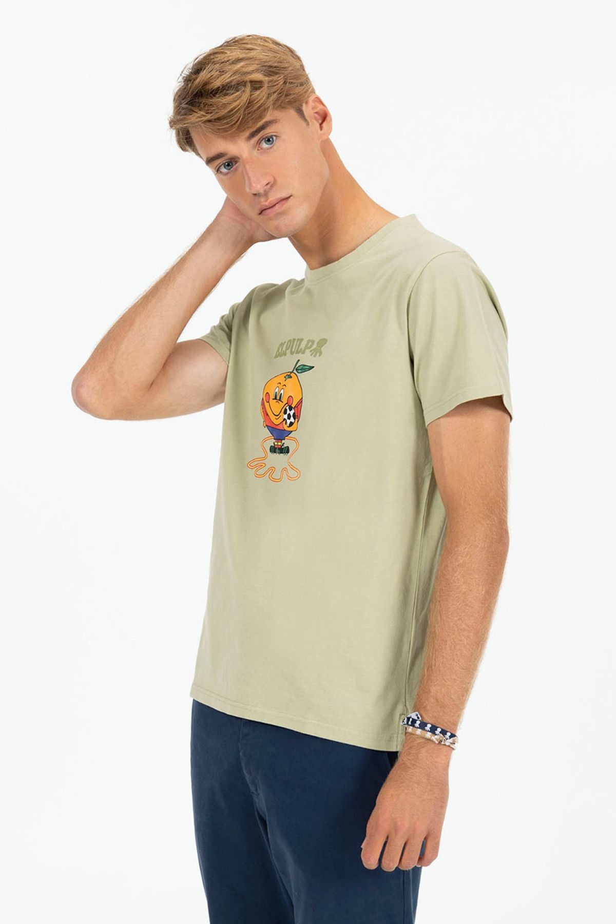 CAMISETA ESTAMPADO ELPULPO Y NARANJITO VERDE SALVIA