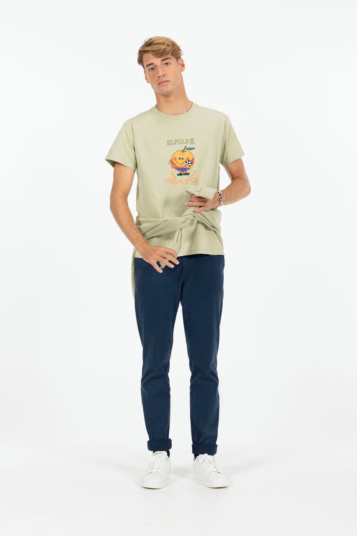 CAMISETA ESTAMPADO ELPULPO Y NARANJITO VERDE SALVIA