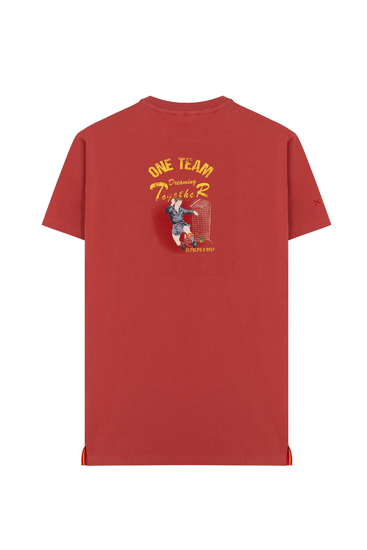 CAMISETA ESTAMPADO GRÁFICO DESGASTADO FÚTBOL ROJO DELAVÉ