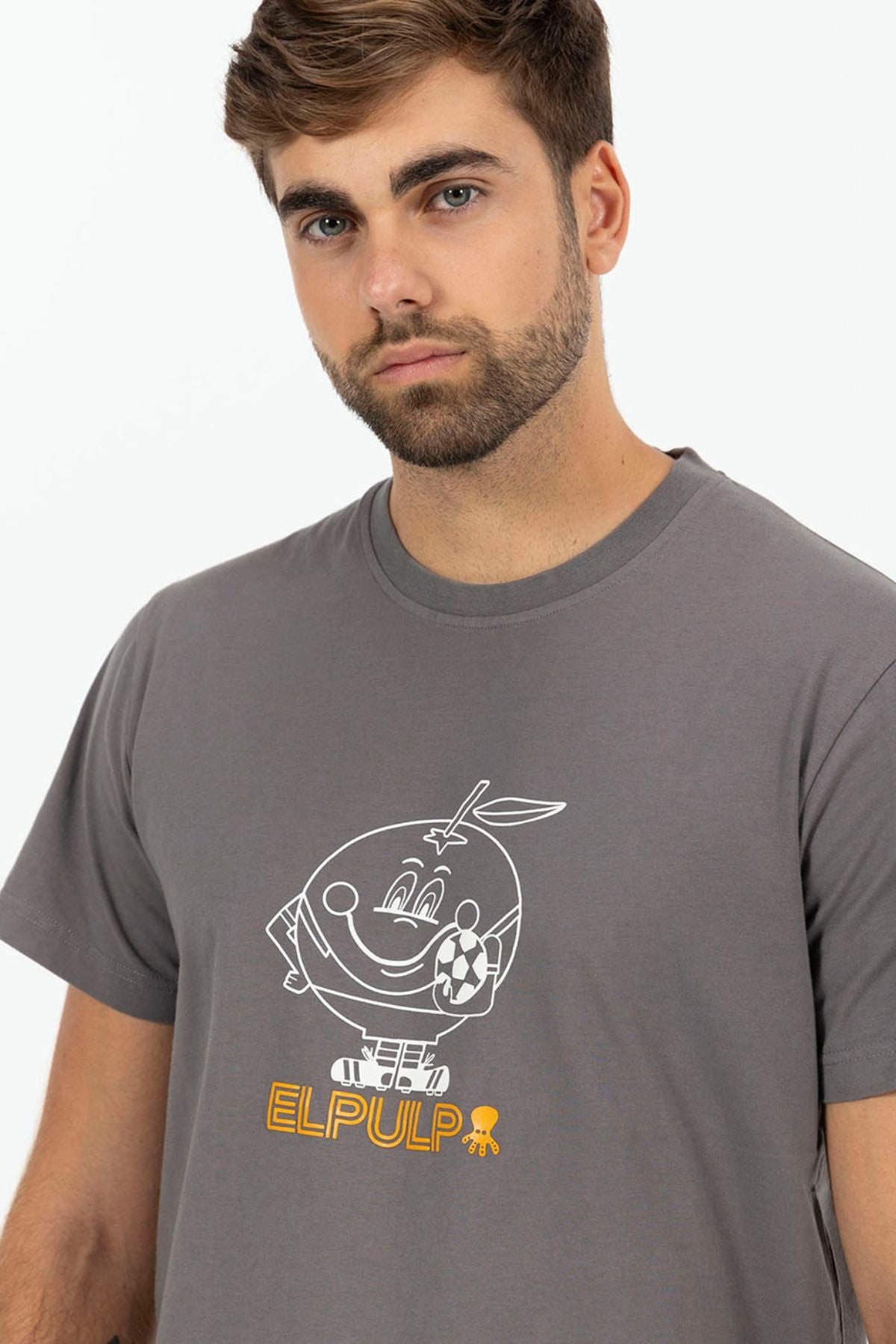 CAMISETA ESTAMPADO SILUETA NARANJITO CARBÓN