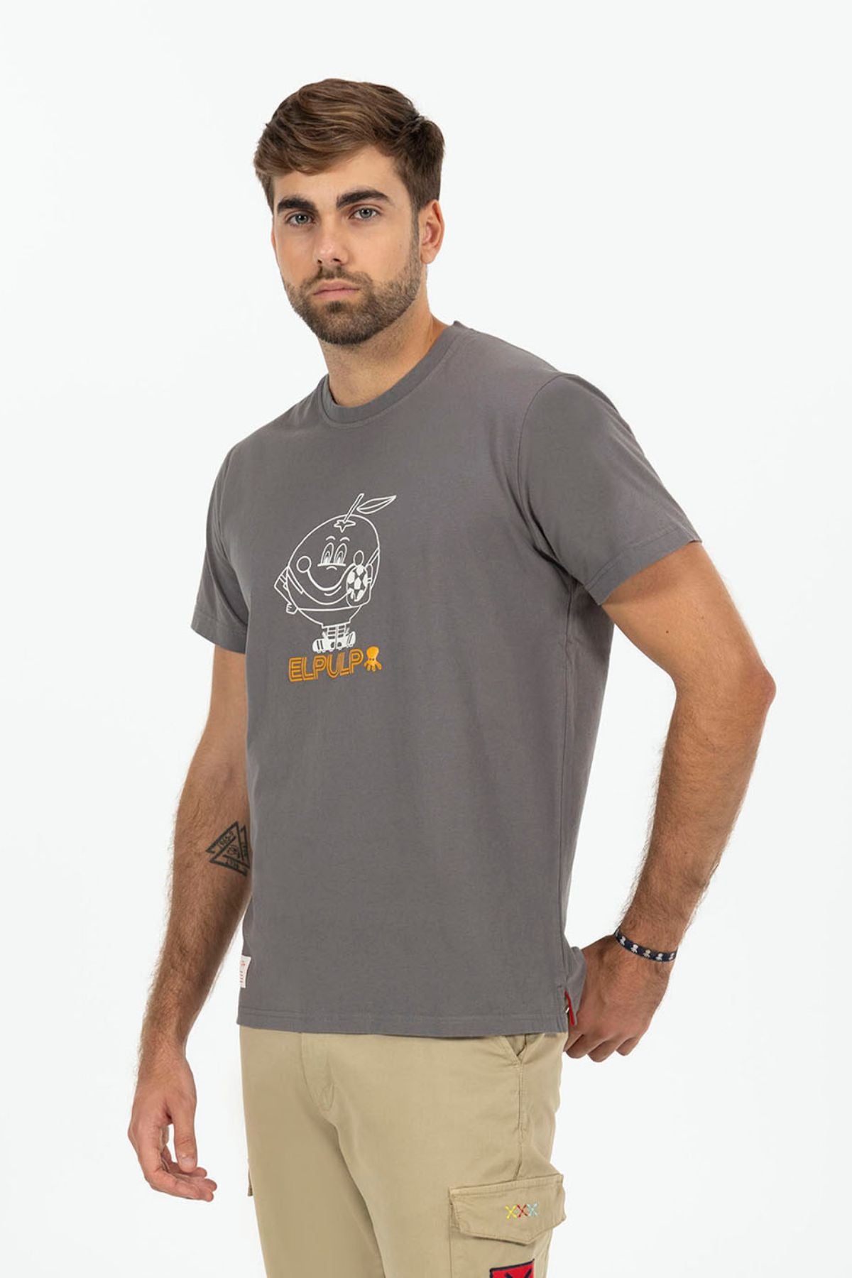 CAMISETA ESTAMPADO SILUETA NARANJITO CARBÓN