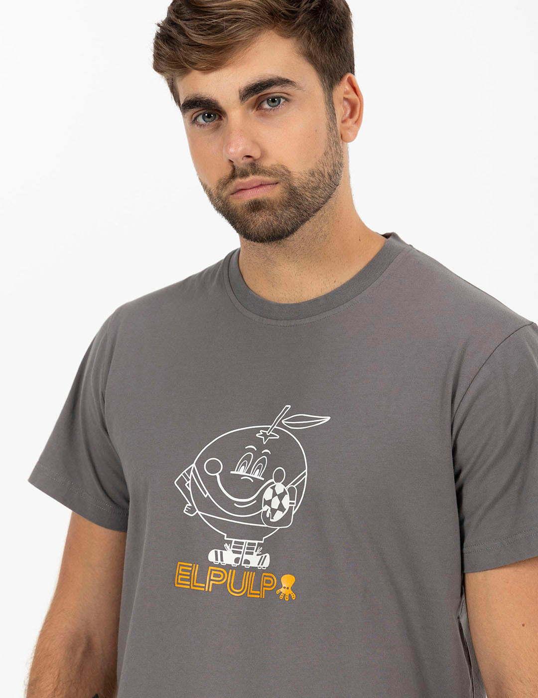 T-SHIRT COM ESTAMPA DE SILHUETA LARANJA CARVÃO