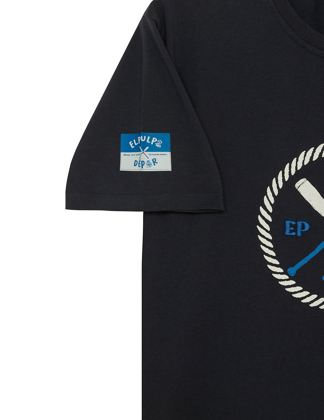 T-SHIRT ELPULPO E RCD DELAVÉ AZUL MARINHO COM ESTAMPA DE REMOS