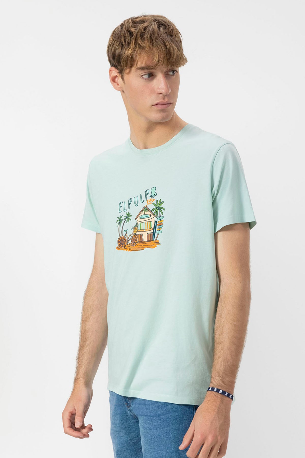 CAMISETA ESTAMPADO BEACH HOUSE AZUL TURQUESA