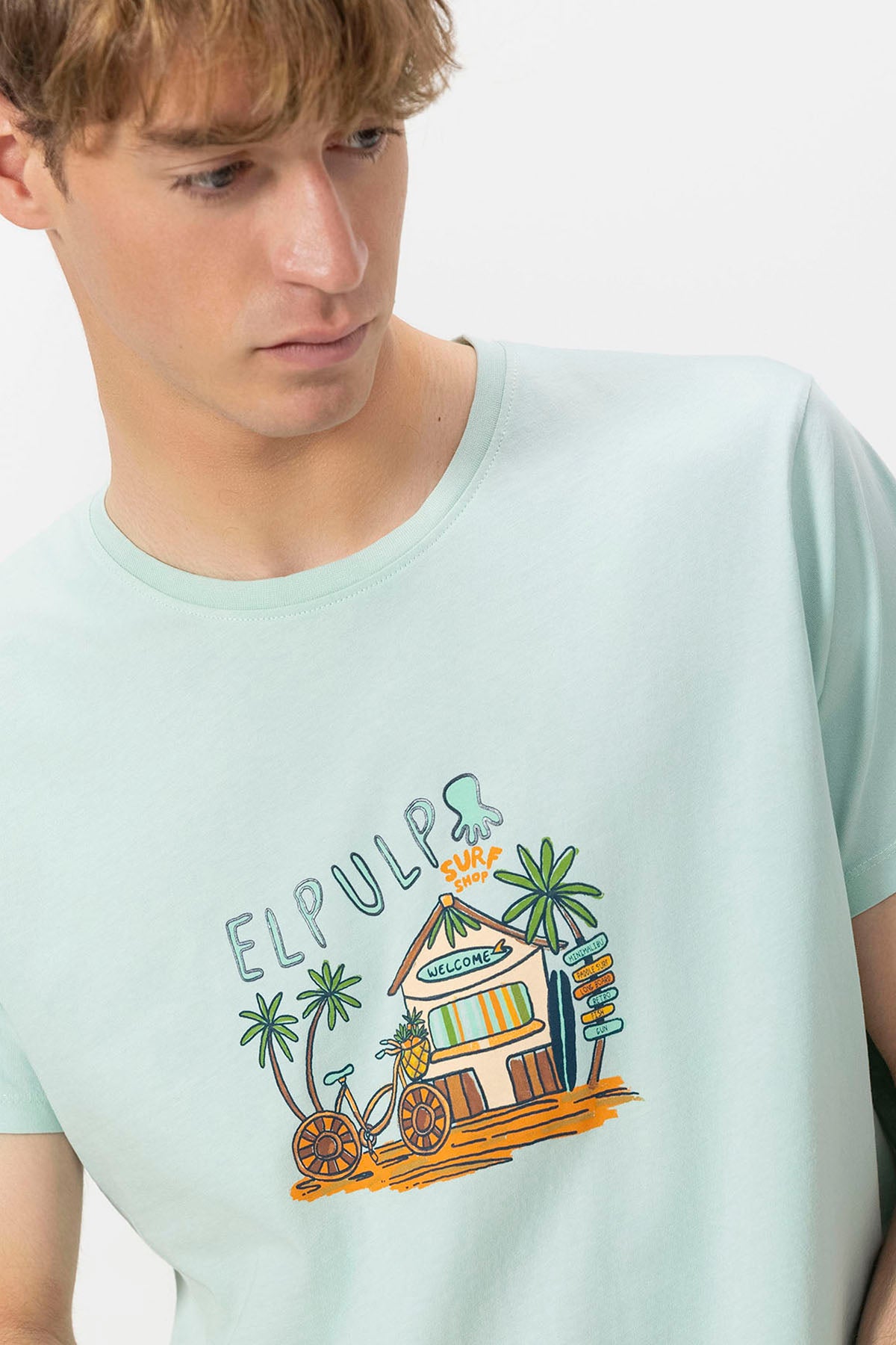 CAMISETA ESTAMPADO BEACH HOUSE AZUL TURQUESA