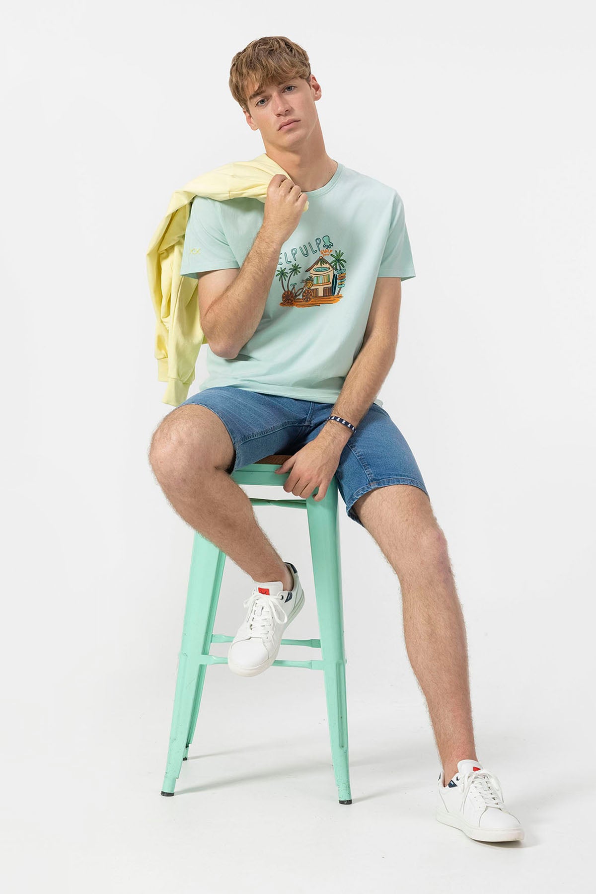 CAMISETA ESTAMPADO BEACH HOUSE AZUL TURQUESA