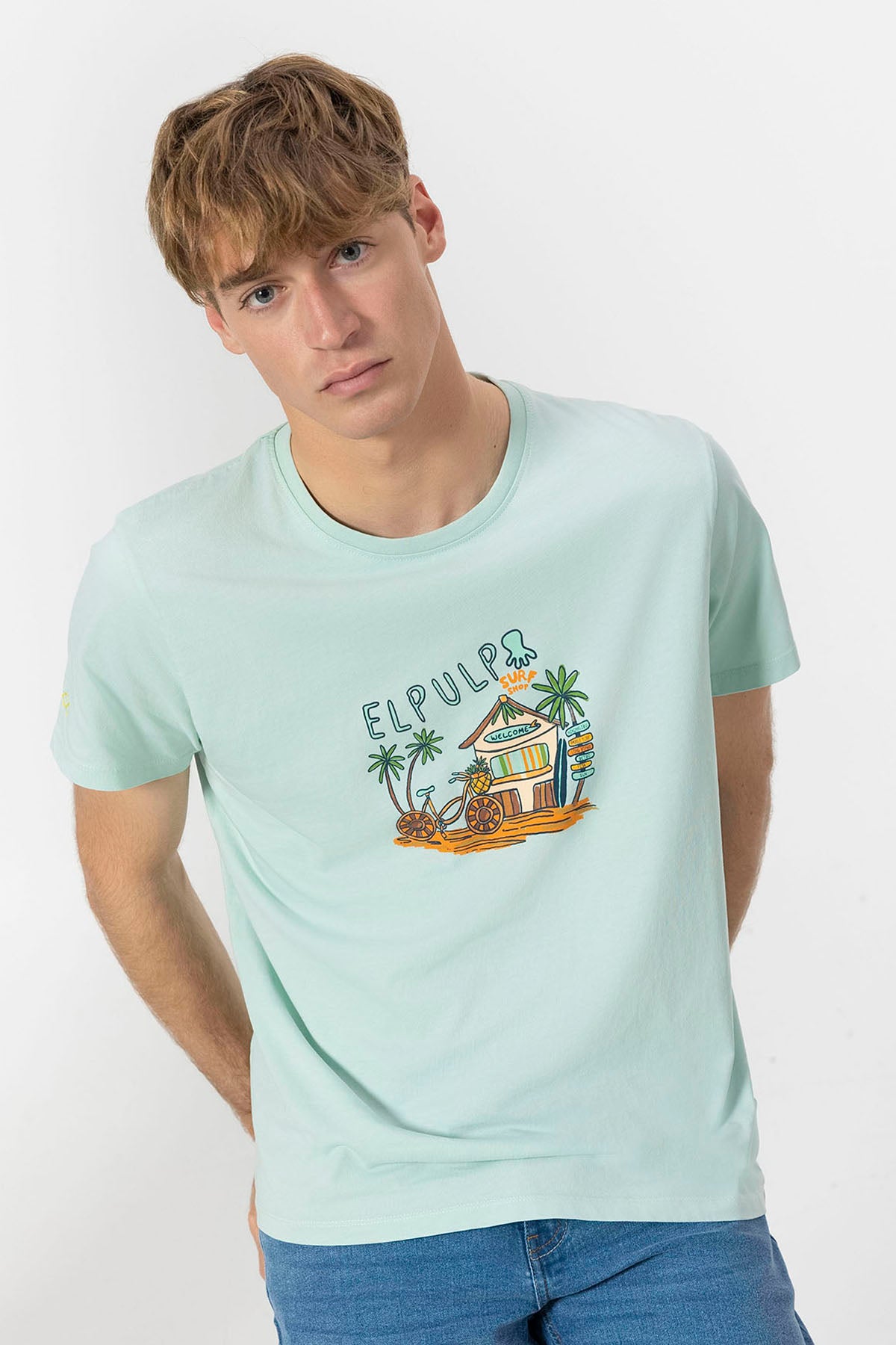 CAMISETA ESTAMPADO BEACH HOUSE AZUL TURQUESA