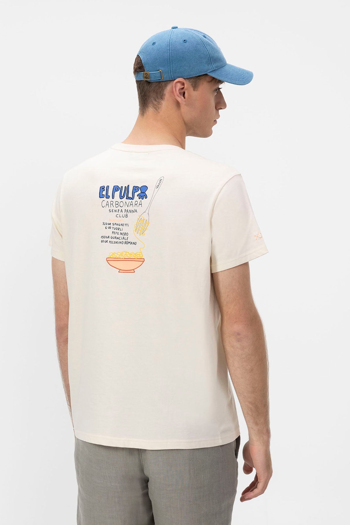 CARBONARA OFF-WHITE OCTOPUS PRINTED T-SHIRT