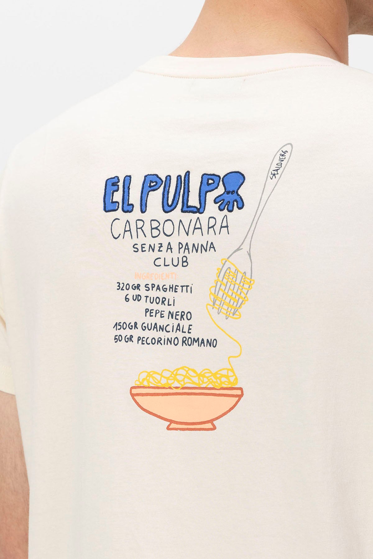 CARBONARA OFF-WHITE OCTOPUS PRINTED T-SHIRT