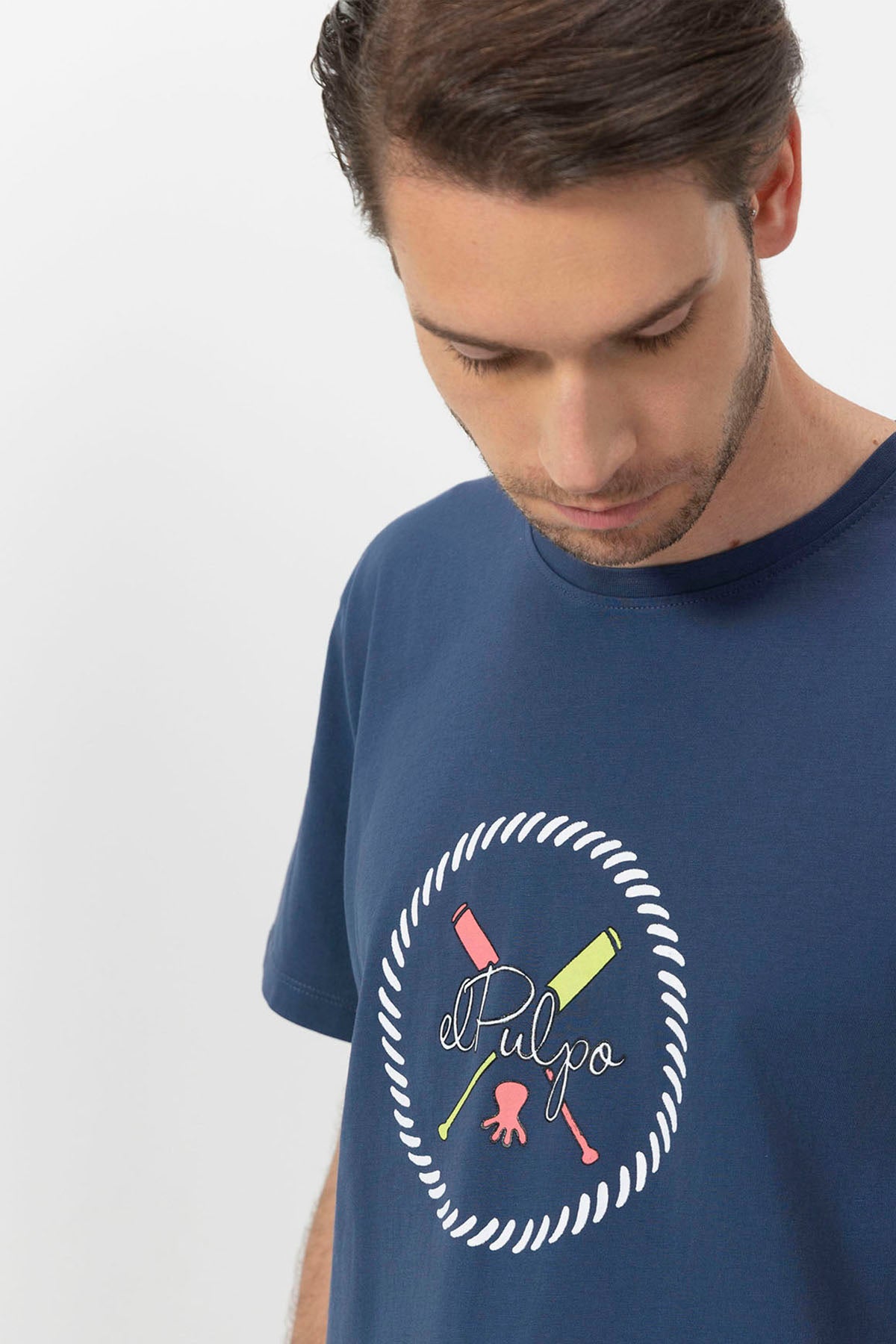 DELAVÉ NAVY BLUE ESSENTIALS OARS PRINTED T-SHIRT