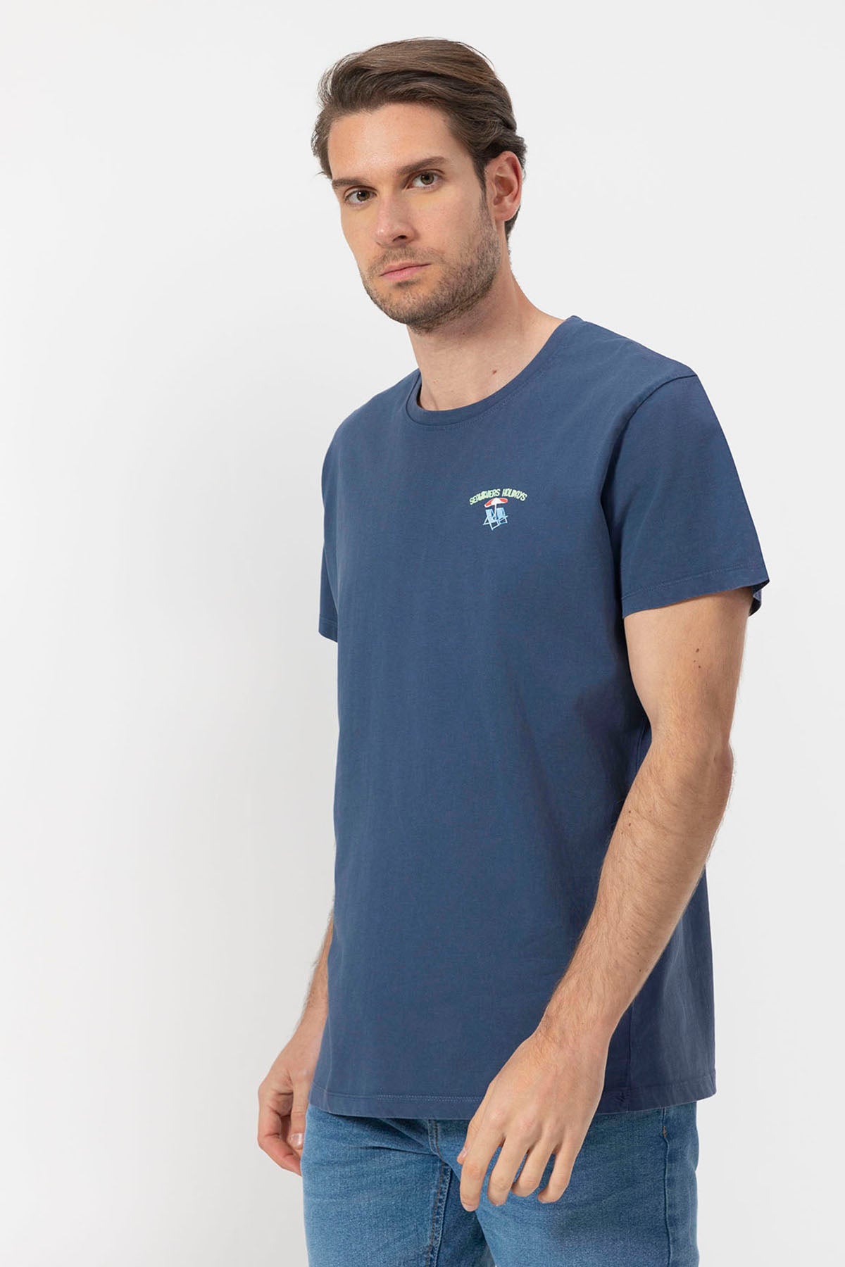 CAMISOLA DELAVÉ AZUL MARINHO SEALOVERS RESORT ESTAMPADA