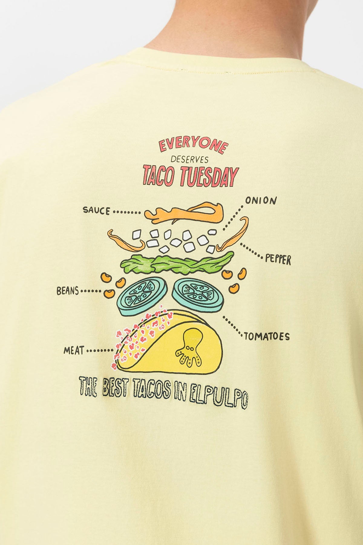 THE BEST TACOS PRINTED T-SHIRT LEMON YELLOW