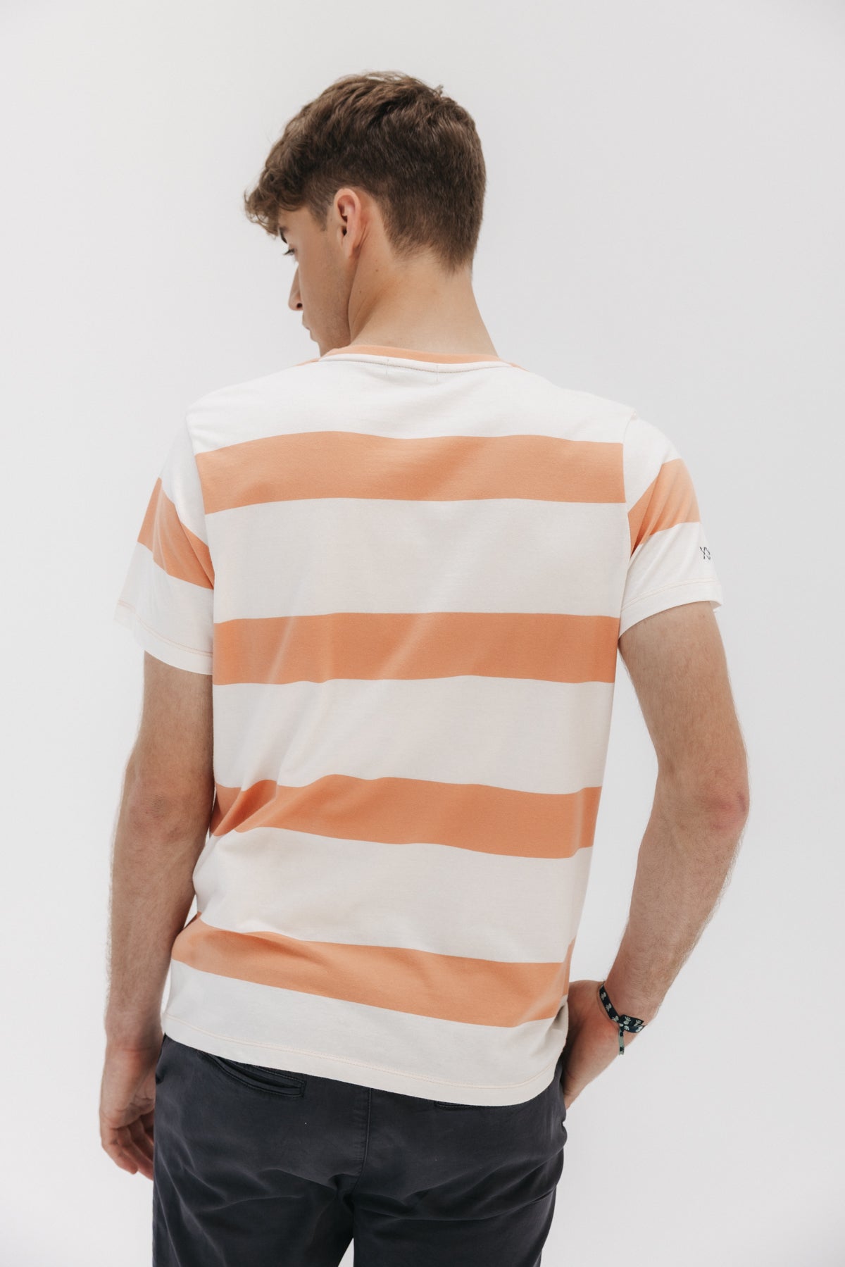 CAMISETA RAYA ANCHA MELOCOTÓN