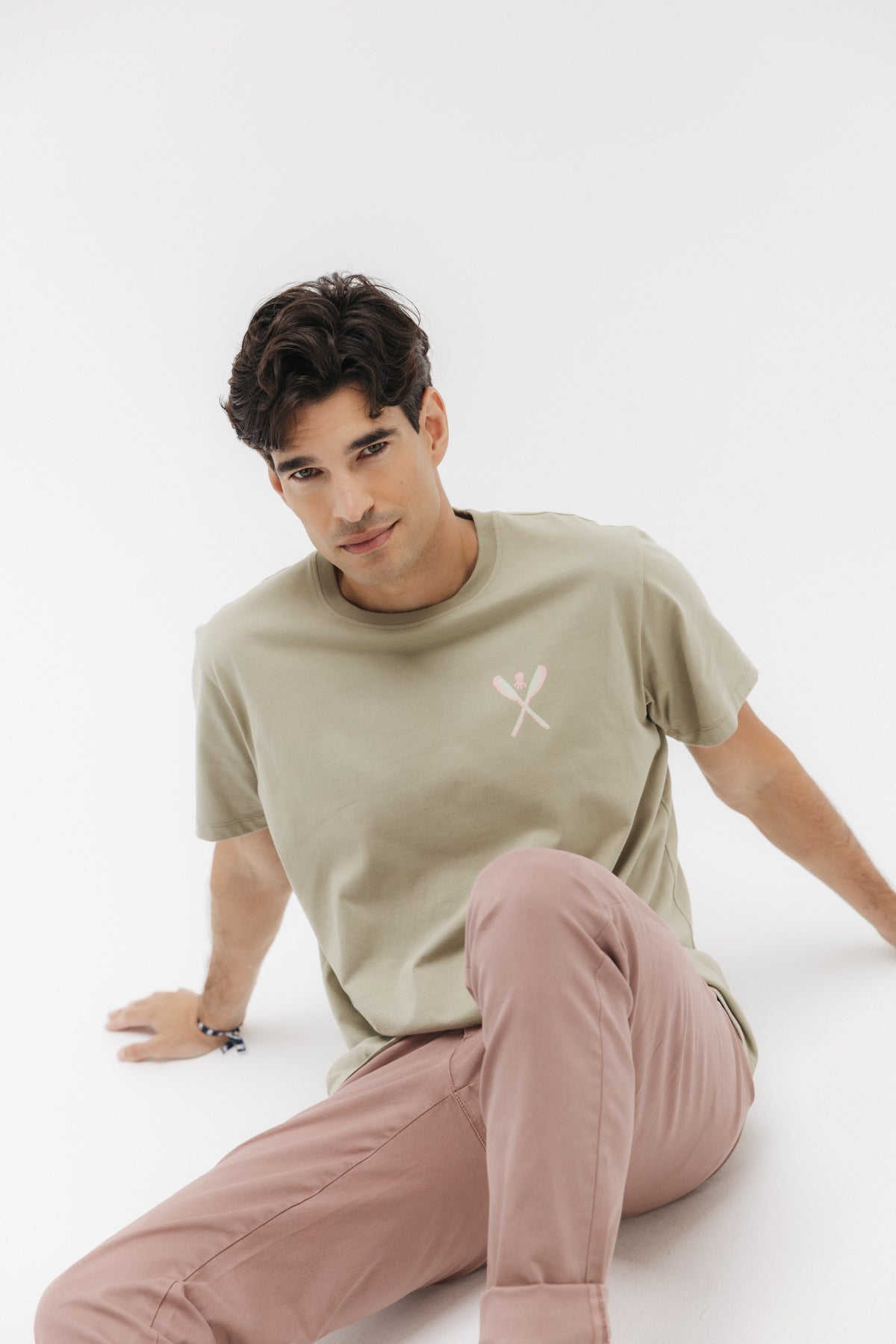 T-SHIRT KHAKI GREEN DRAWN BLADE