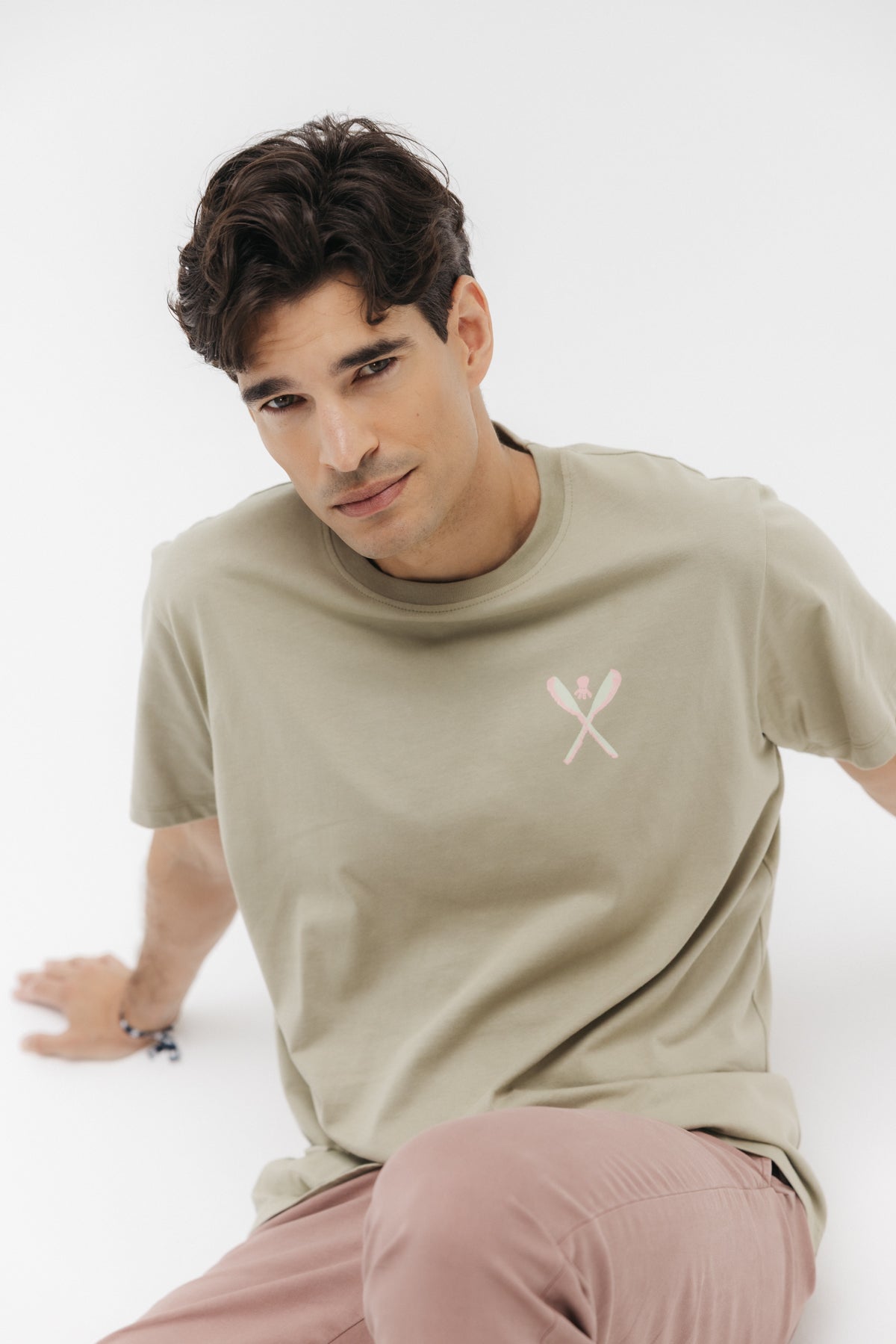 T-SHIRT KHAKI GREEN DRAWN BLADE