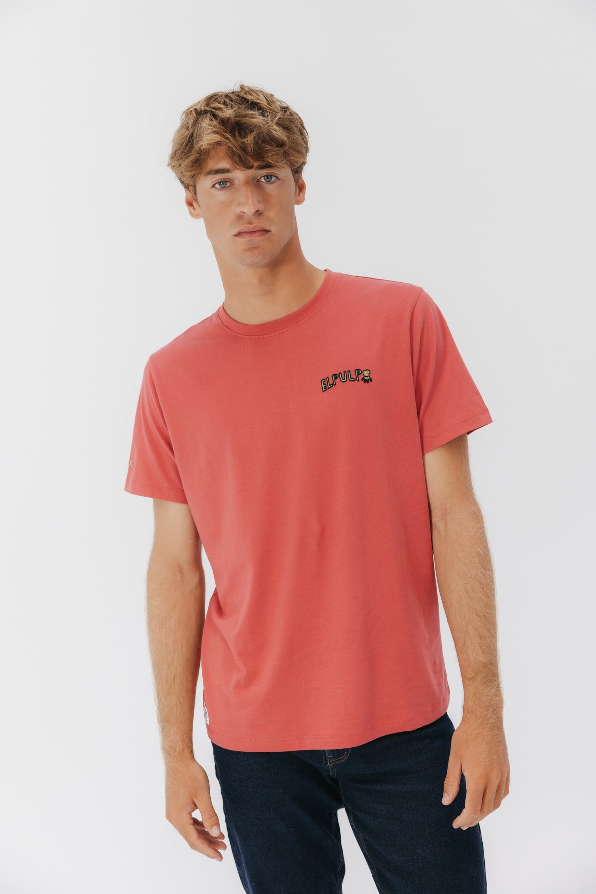 CAMISETA LET´S SAVE OUR PLANET ROJO DELAVÉ
