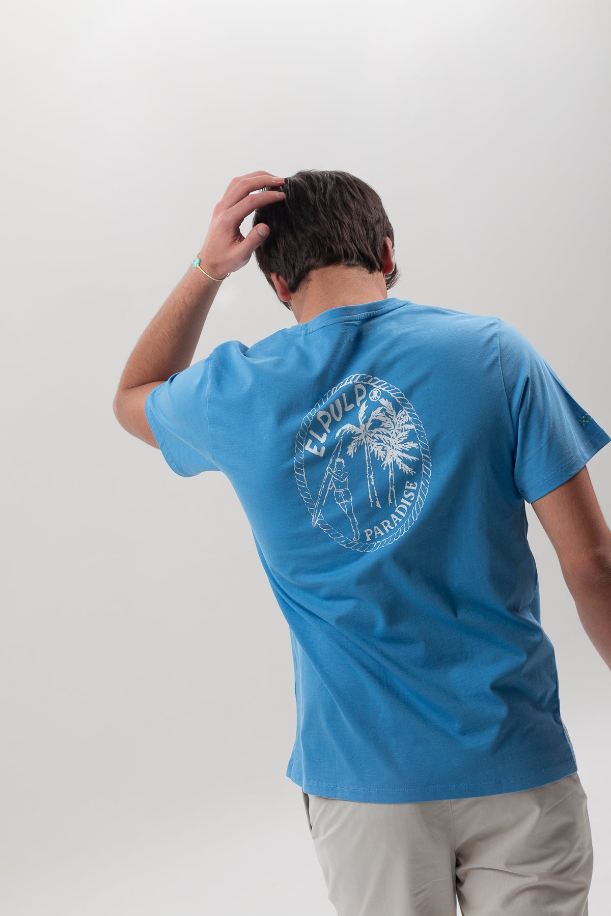 Camiseta estampado palm paradise azul lavanda