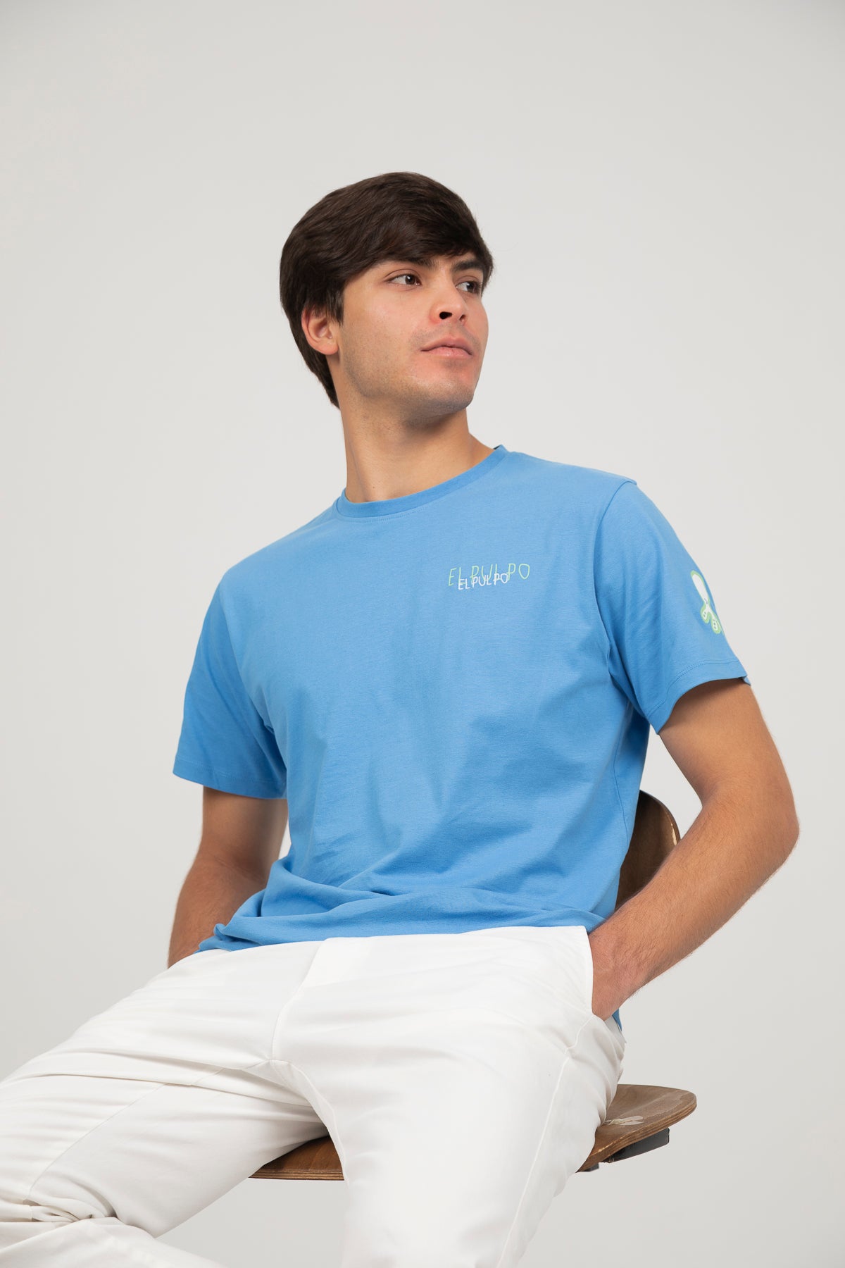 Camiseta logo multiposición azul lavanda