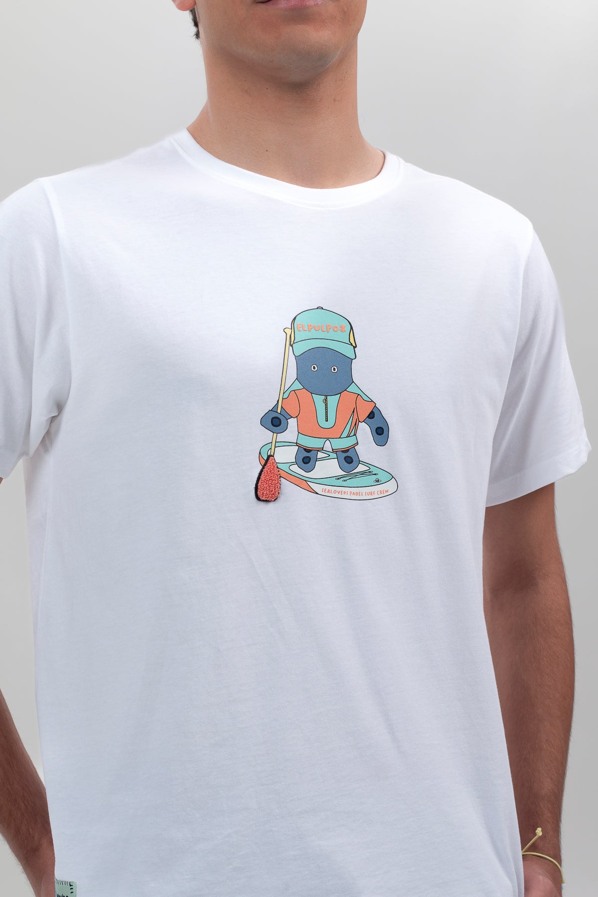 Camiseta elPulpo paddle surf blanco puro