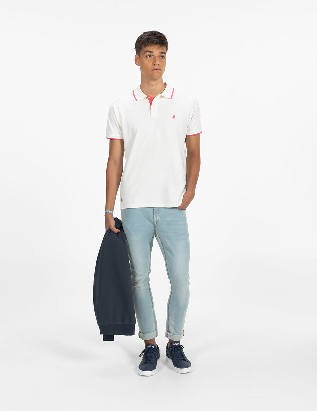 POLO MANGA CORTA CONTRASTES BLANCO PURO