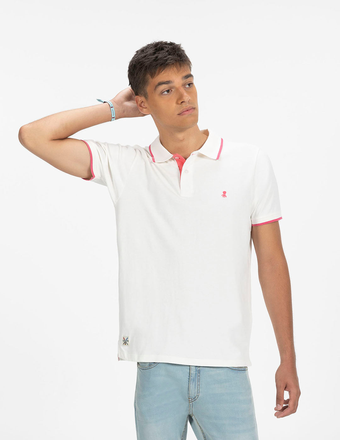PURE WHITE CONTRASTING SHORT SLEEVE POLO