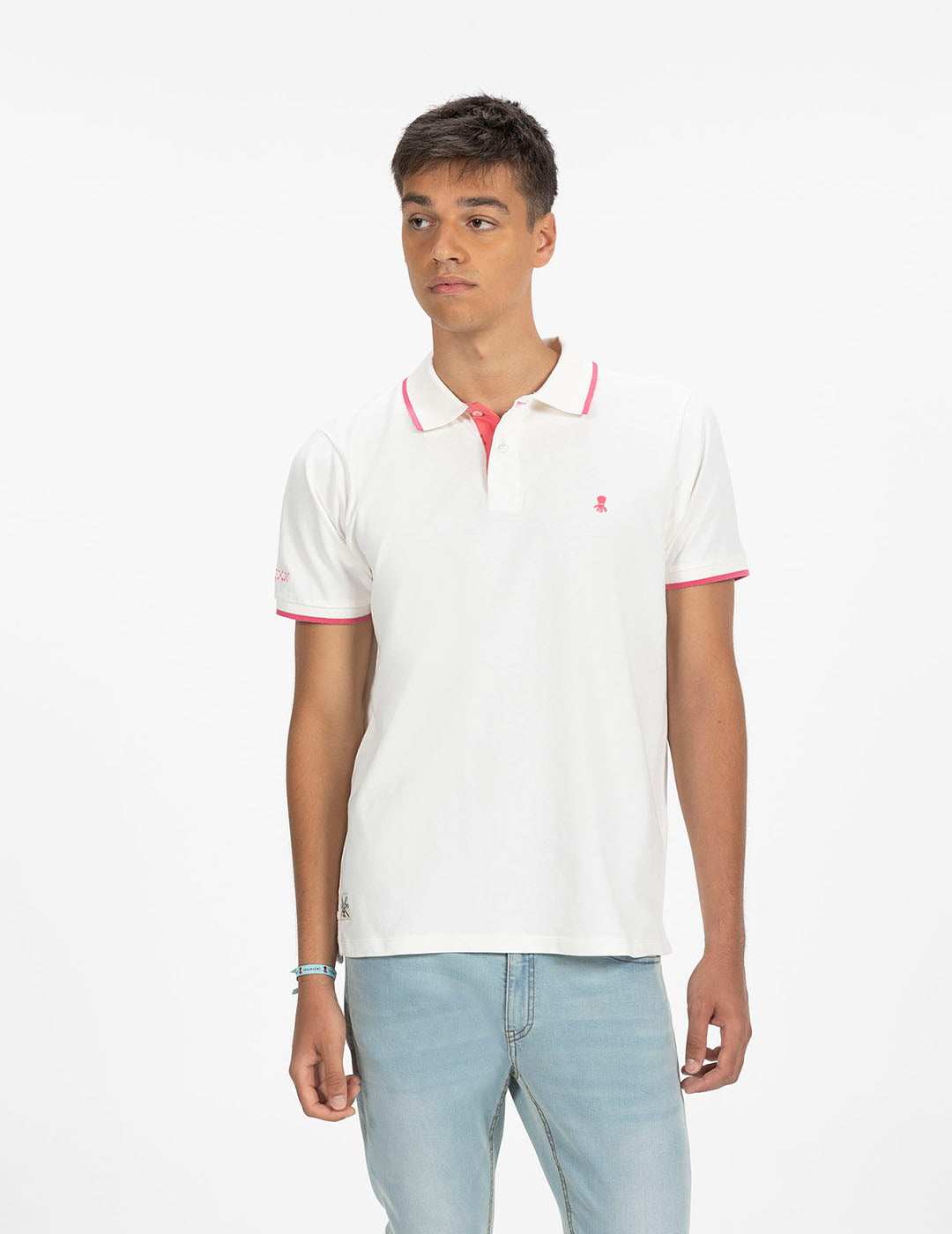 PURE WHITE CONTRASTING SHORT SLEEVE POLO