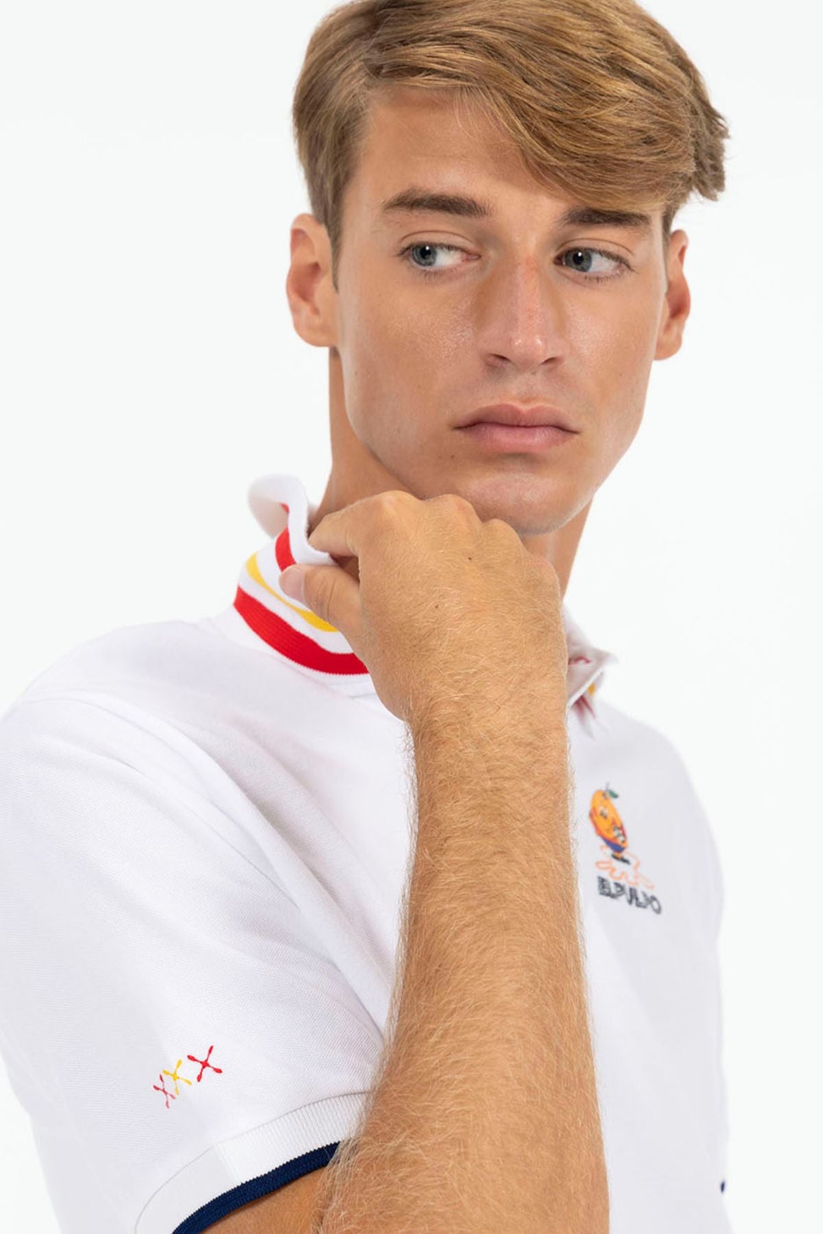 POLO PRINTED OCTOPUS AND LITTLE ORANGE WITH PURE WHITE CONTRASTS