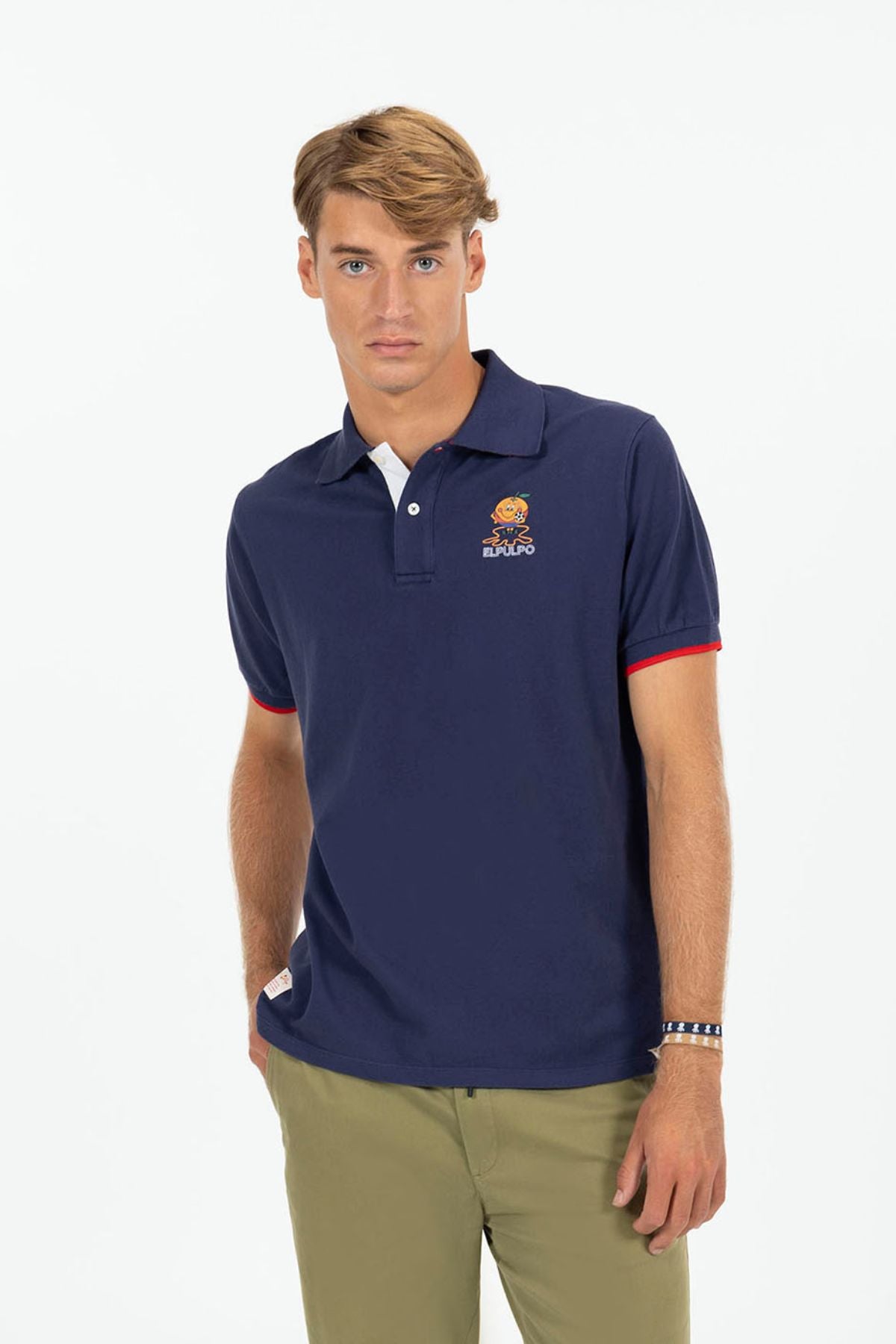 POLO ESTAMPADO ELPULPO Y NARANJITO CONTRASTES AZUL MARINO