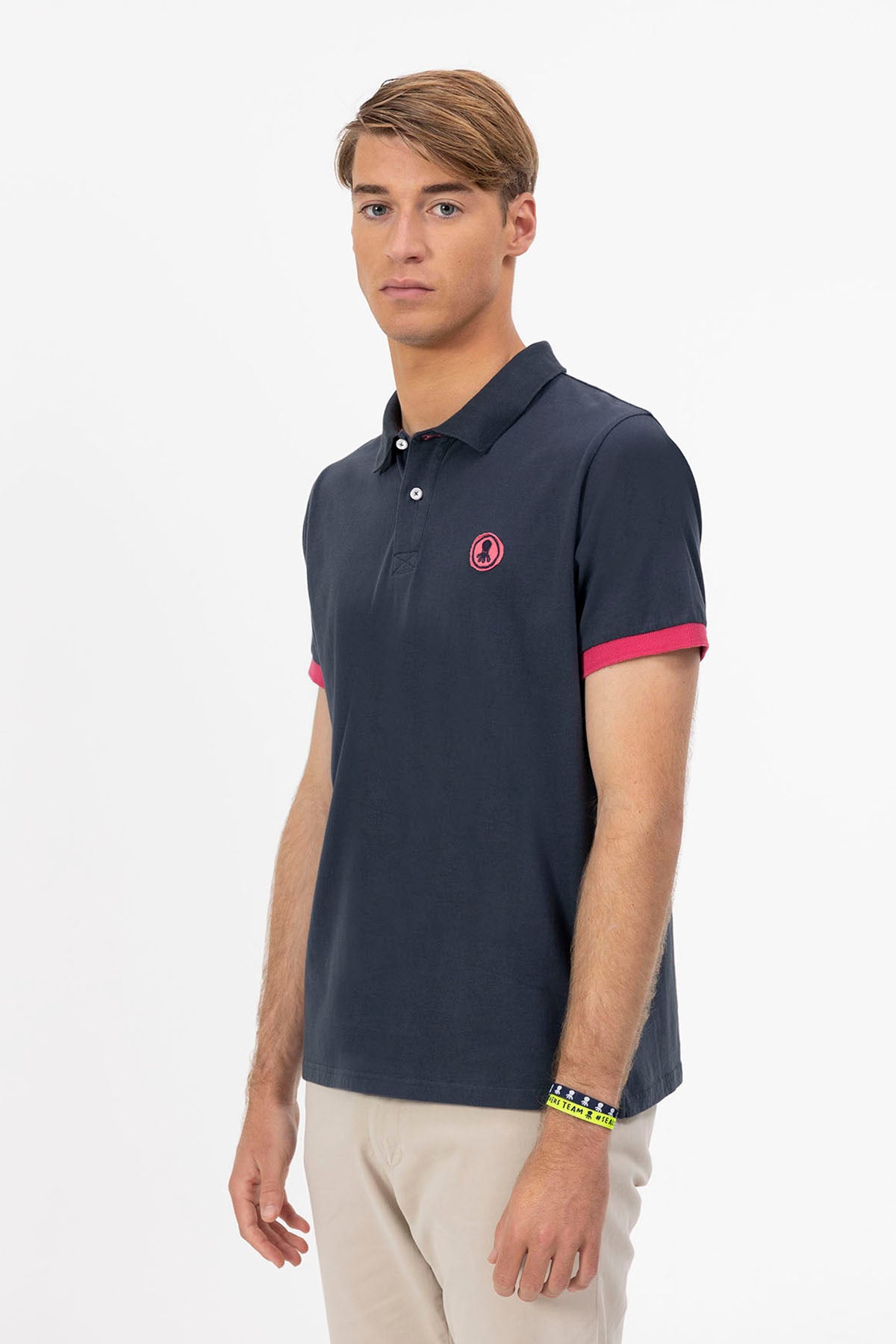 DELAVÉ NAVY BLUE CONTRAST PATCH WASHED POLO