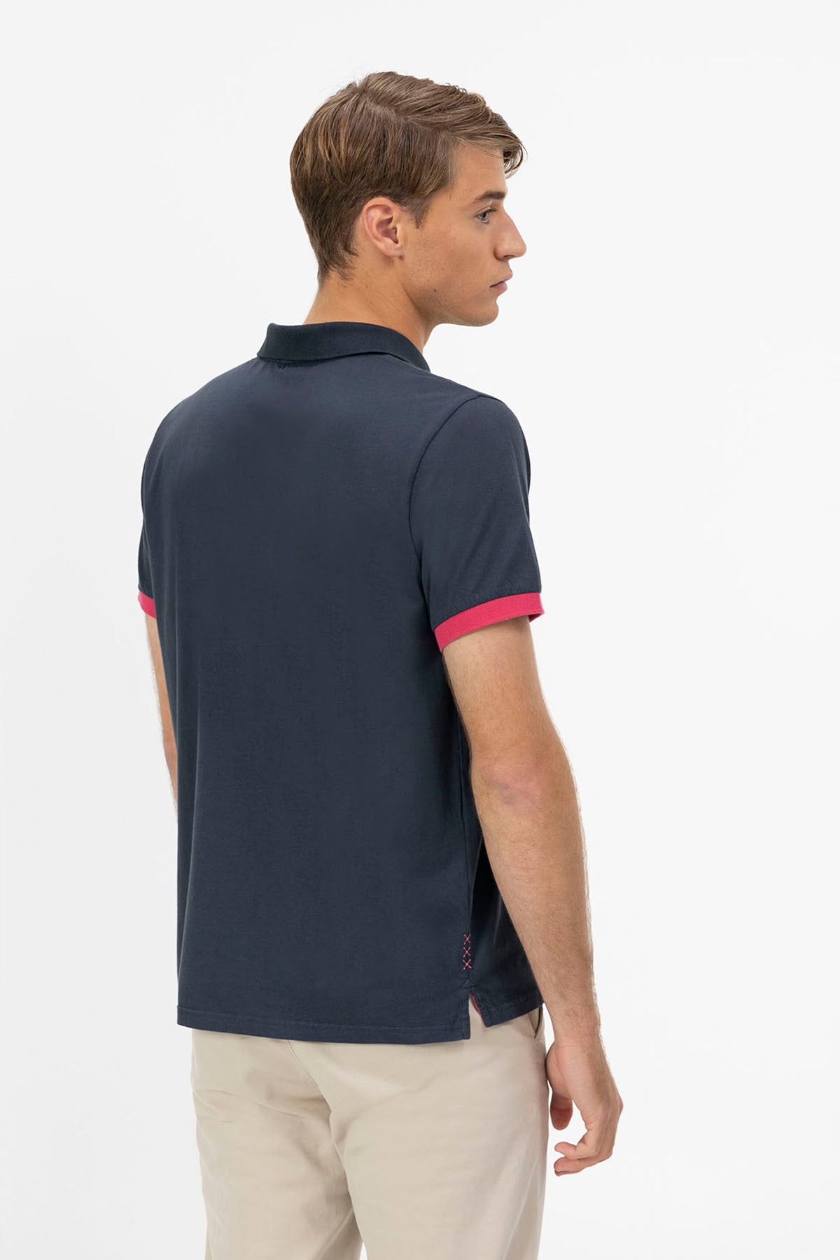 DELAVÉ NAVY BLUE CONTRAST PATCH WASHED POLO