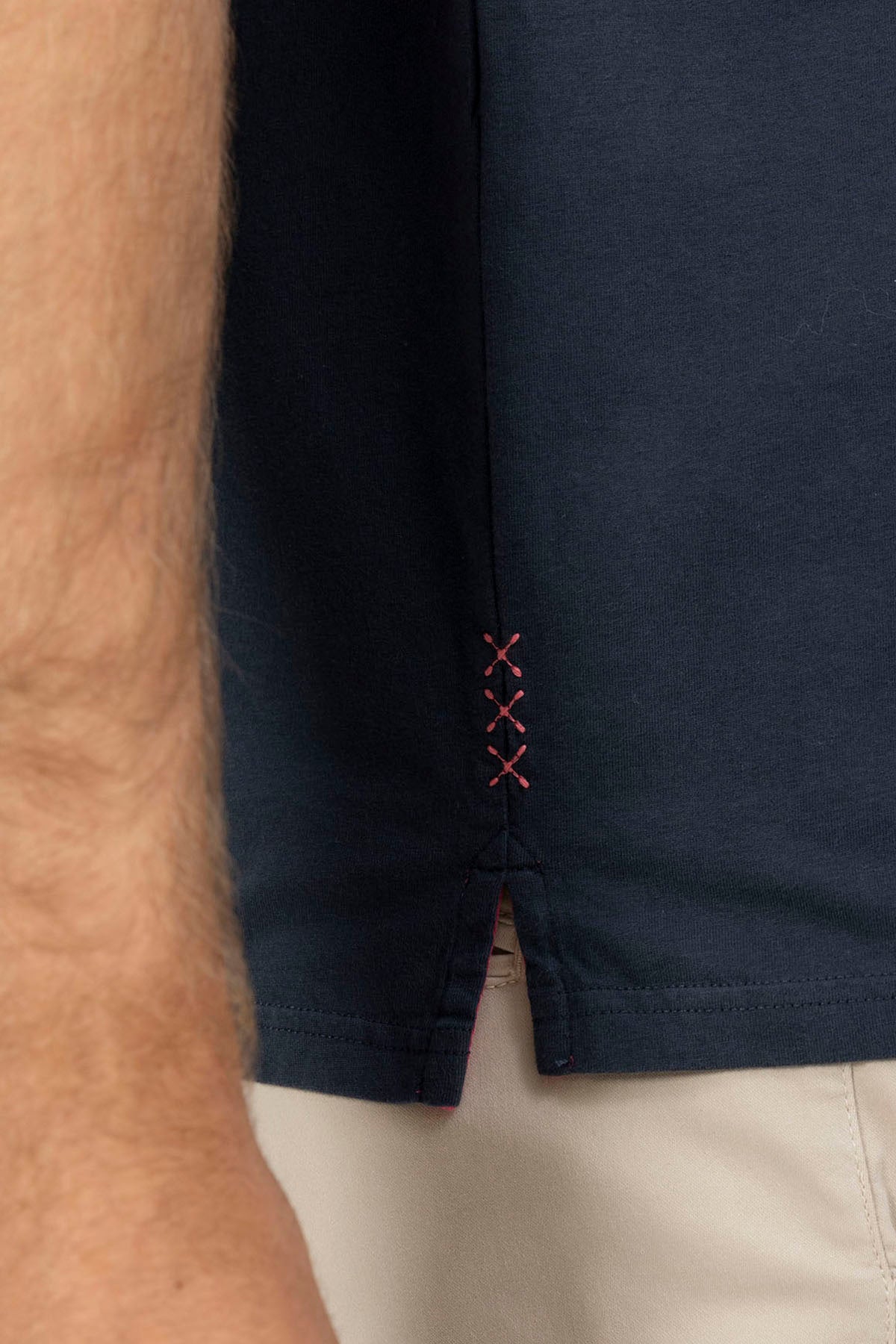 DELAVÉ NAVY BLUE CONTRAST PATCH WASHED POLO