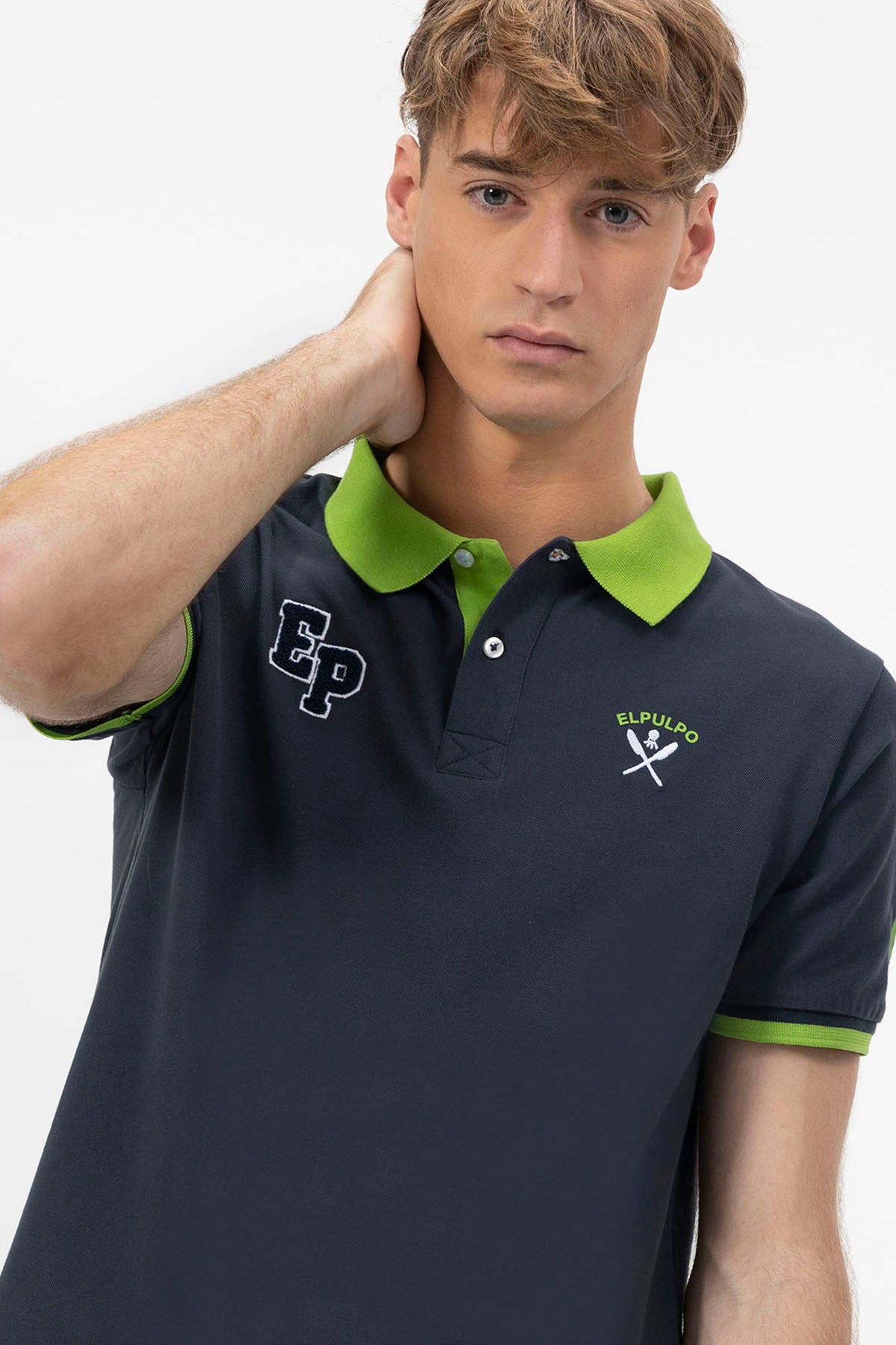 NAVY BLUE CONTRASTING LOGOS POLO
