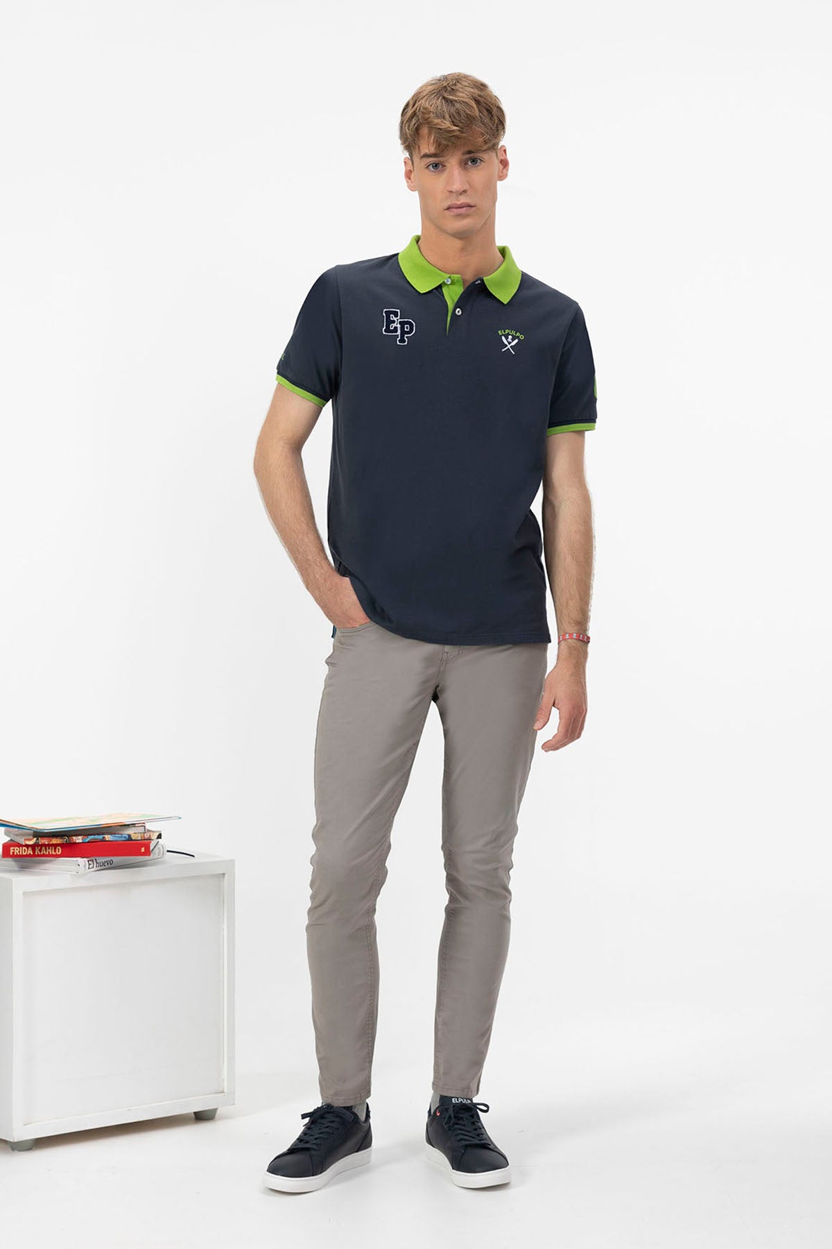 NAVY BLUE CONTRASTING LOGOS POLO