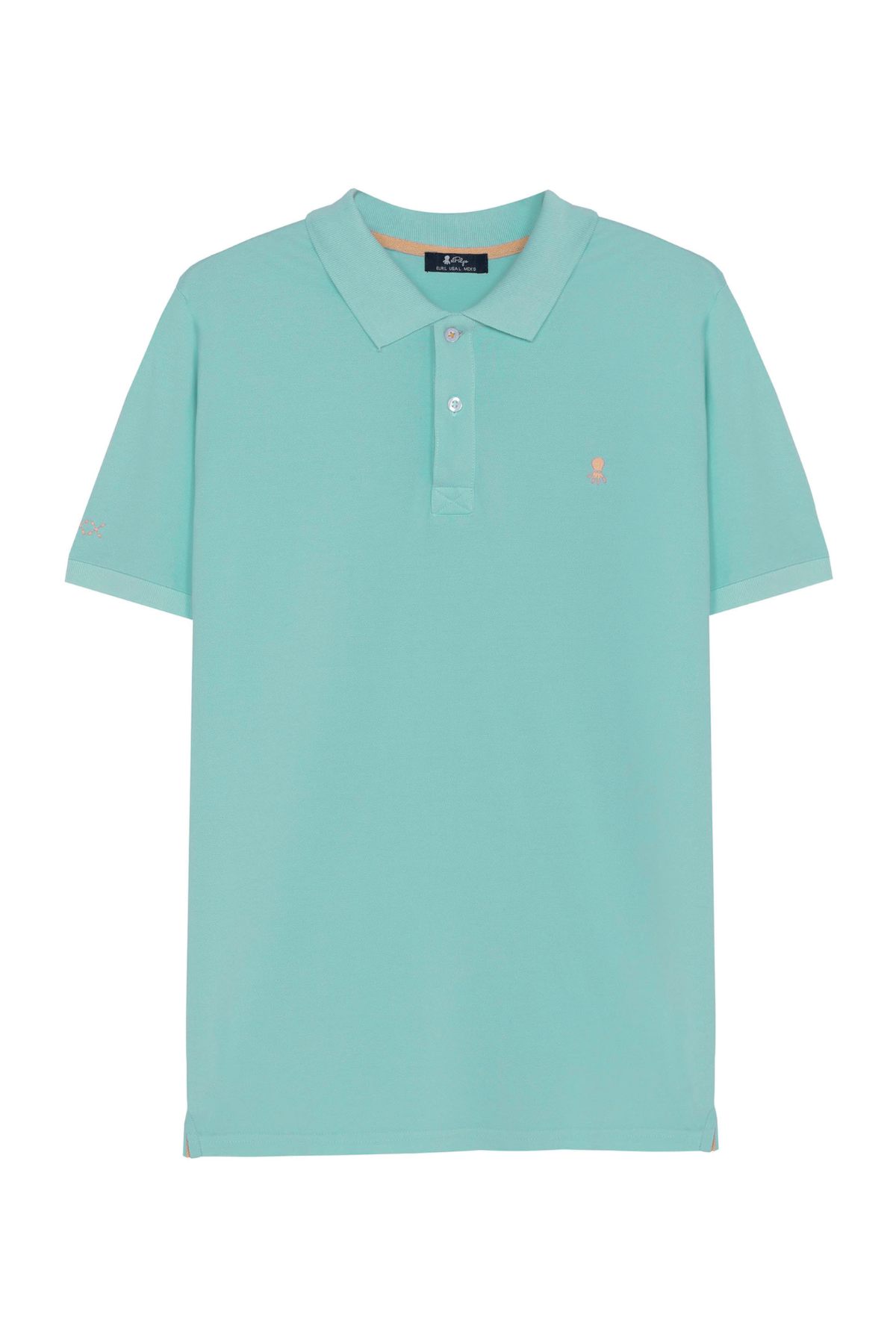 Polo lavado bordado a contraste verde agua