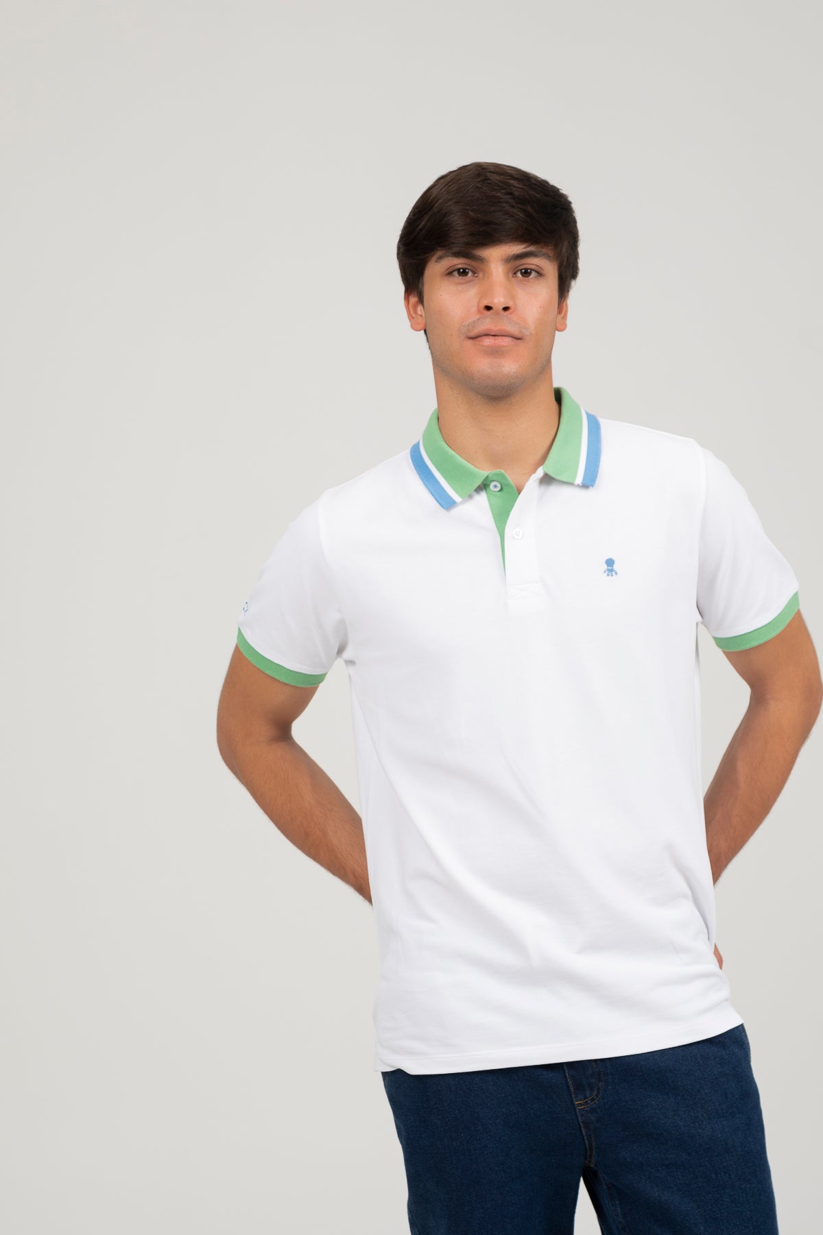 Polo contrastes bicolor blanco puro