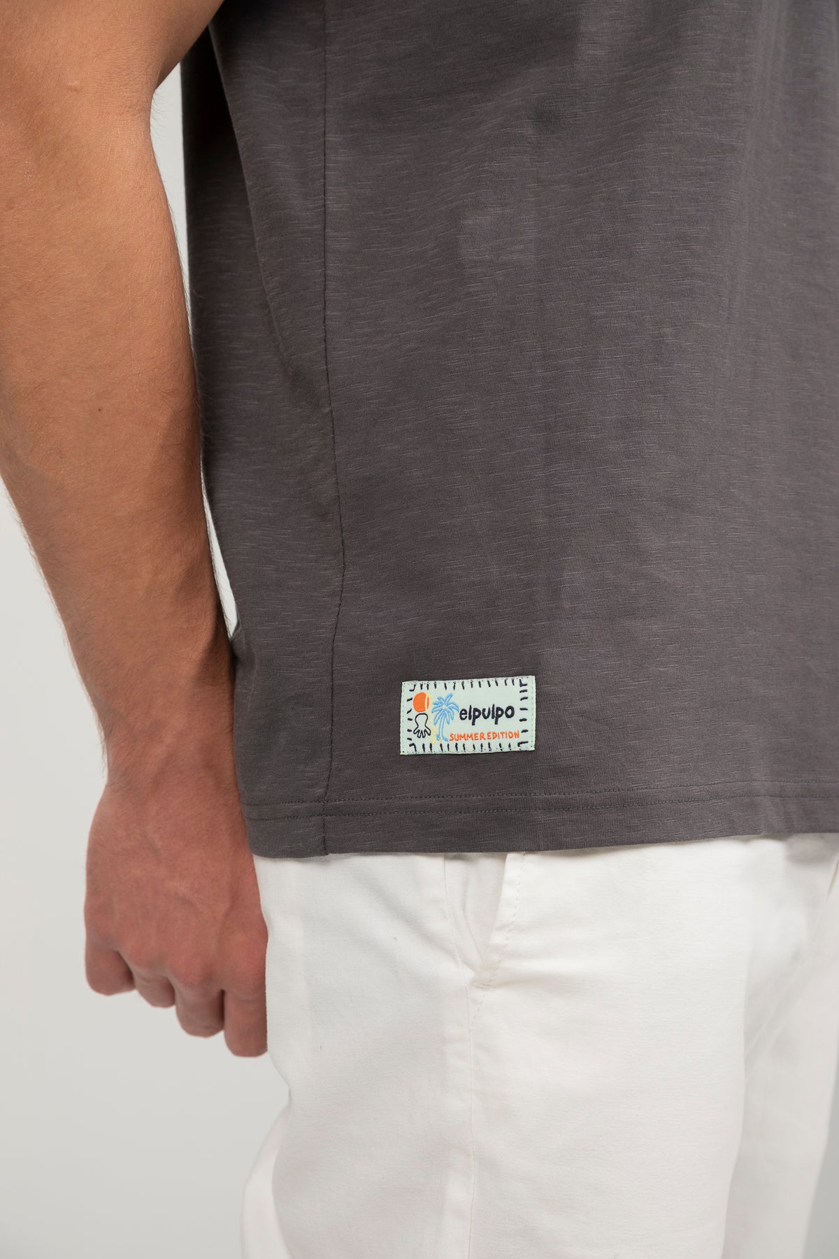 Polo cotton slub logo a tono antracita