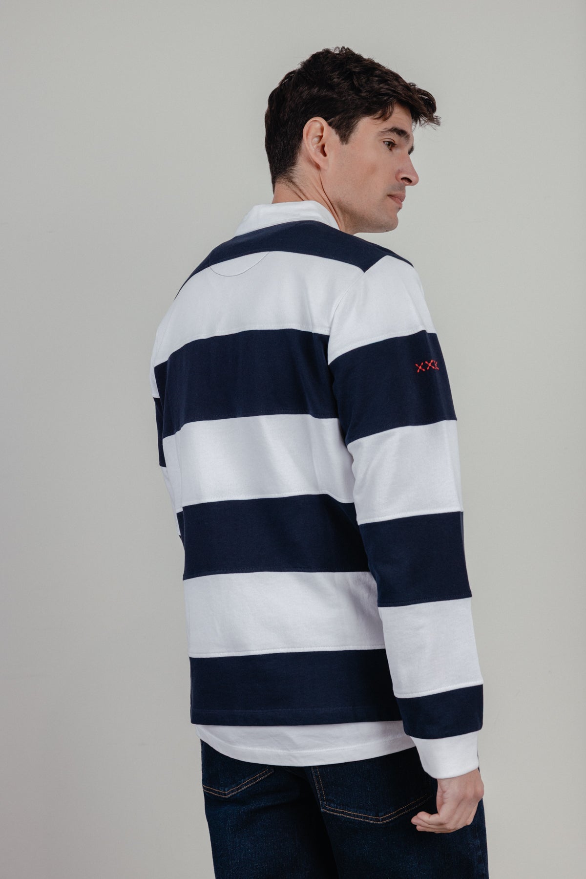 Polo manga larga rugby bandera azul marino