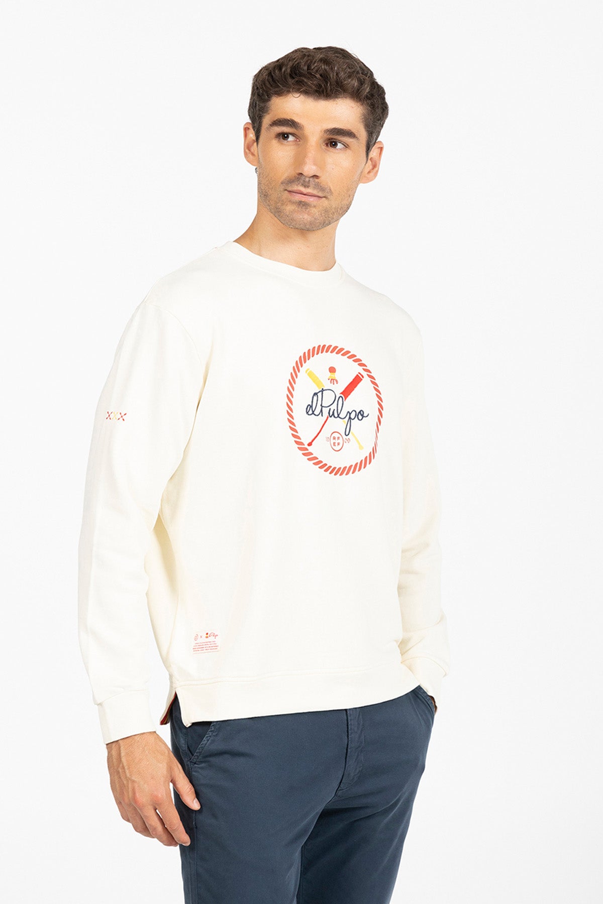 SUDADERA REMOS RFEF BLANCO ROTO
