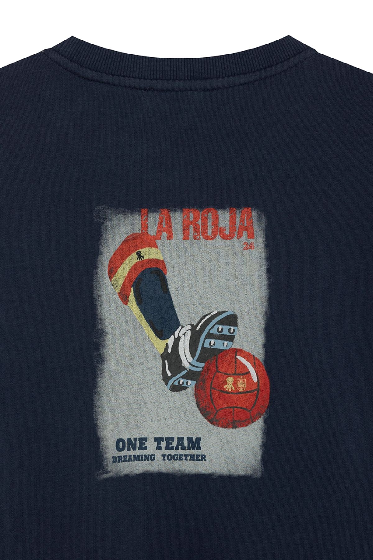 SUDADERA ESTAMPADO DIBUJADO BALÓN LA ROJA AZUL MARINO DELAVÉ