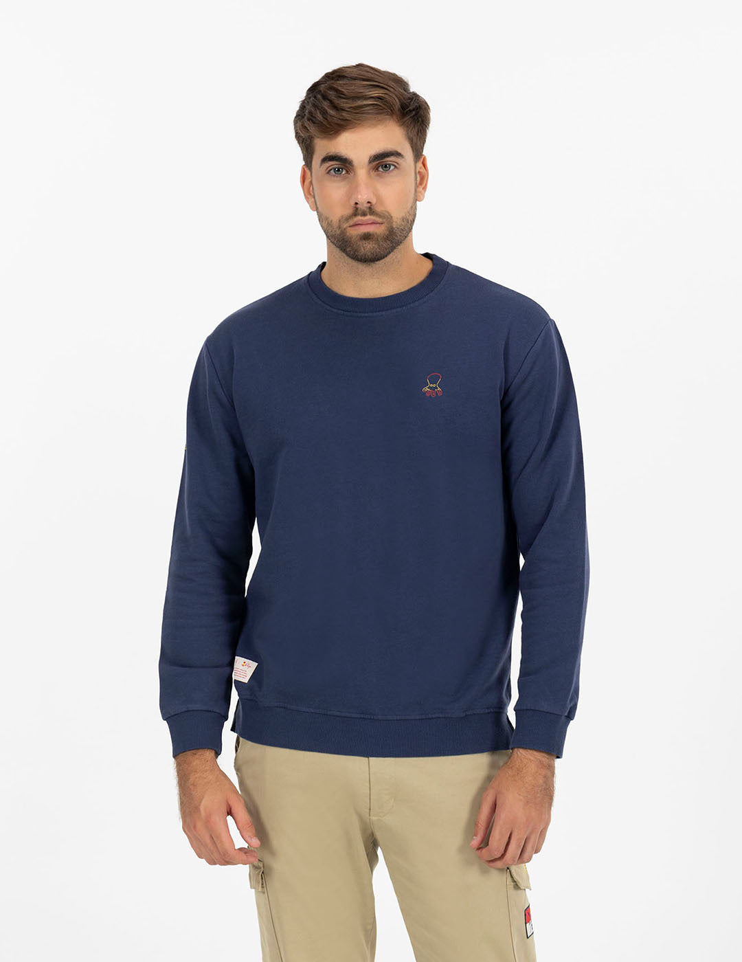 SWEATSHIRT LA ROJA AZUL MARINHO COM ESTAMPA DELAVÉ BALL