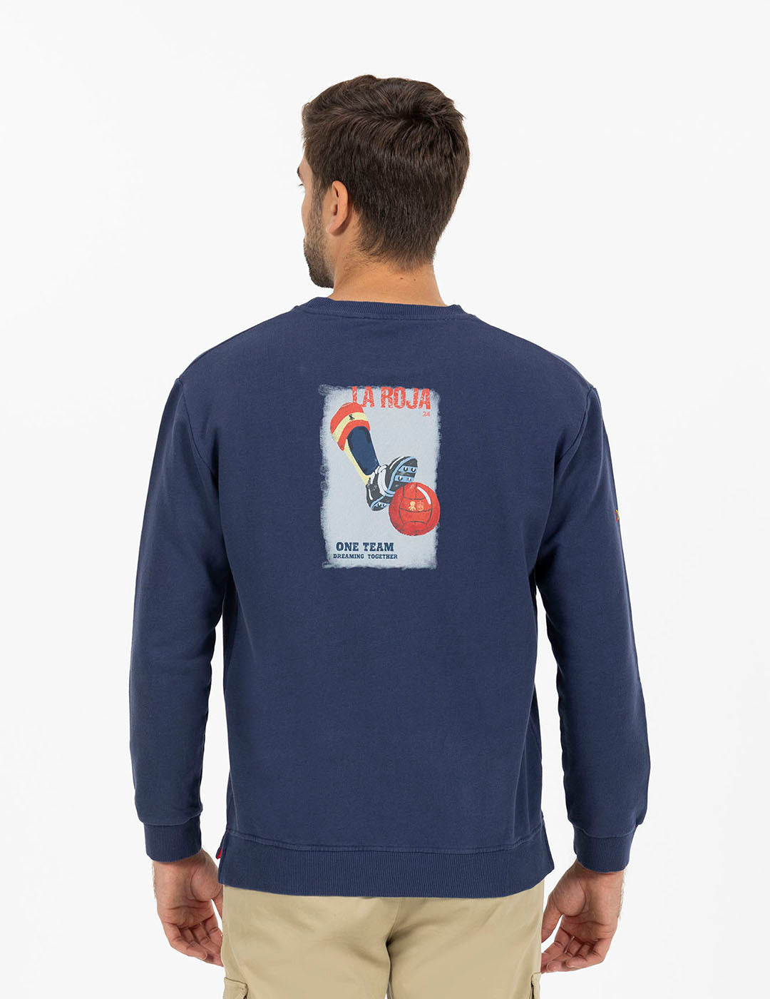 SWEATSHIRT LA ROJA AZUL MARINHO COM ESTAMPA DELAVÉ BALL