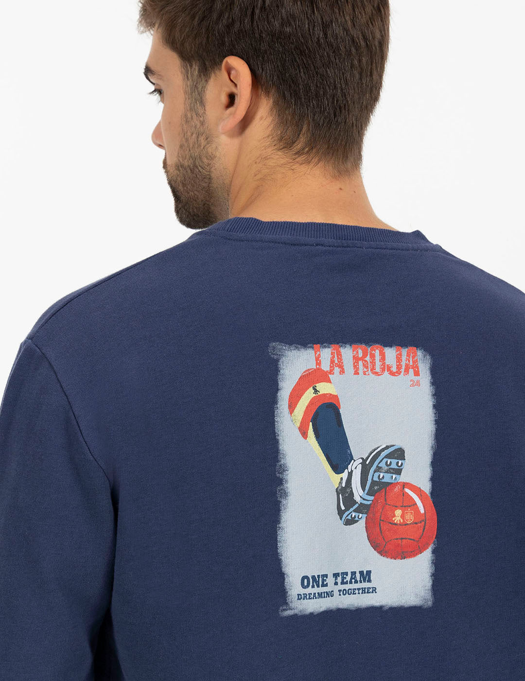 SWEATSHIRT LA ROJA AZUL MARINHO COM ESTAMPA DELAVÉ BALL
